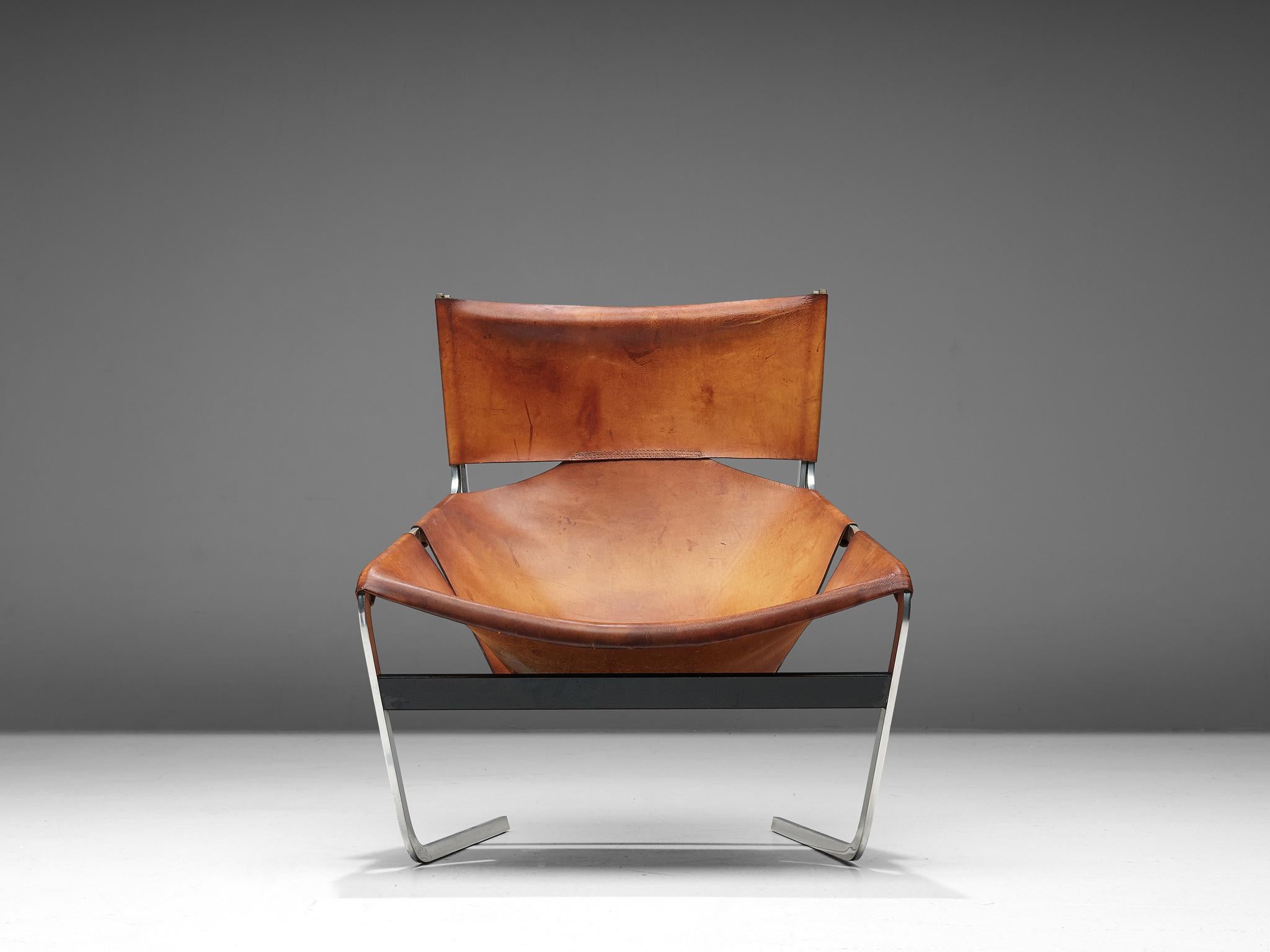 Mid-Century Modern Pierre Paulin 'F-444' Easy Chair in Cognac Leather