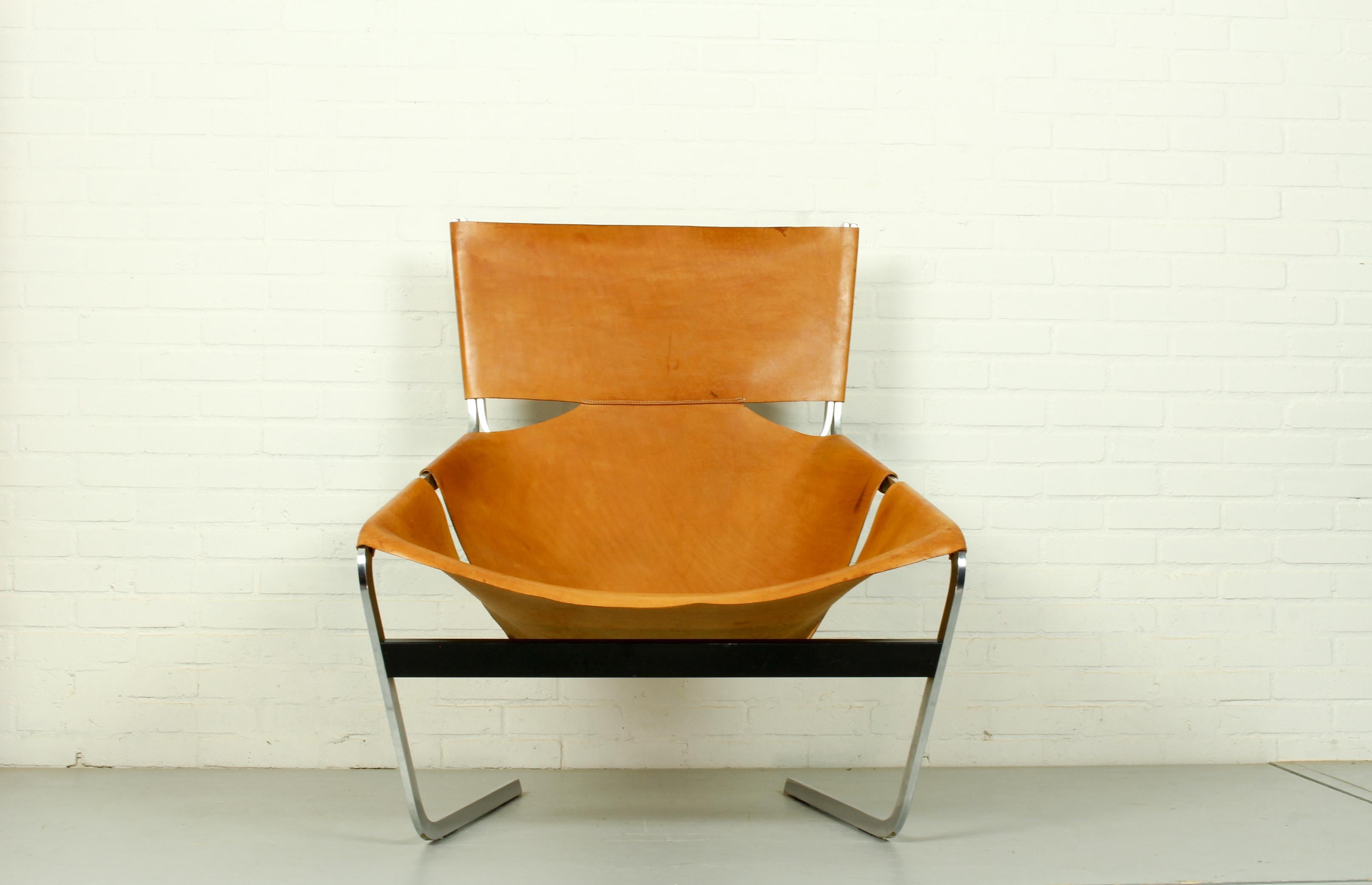 Pierre Paulin F444 in Natural Leather, the Netherlands, 1963 at 1stDibs
