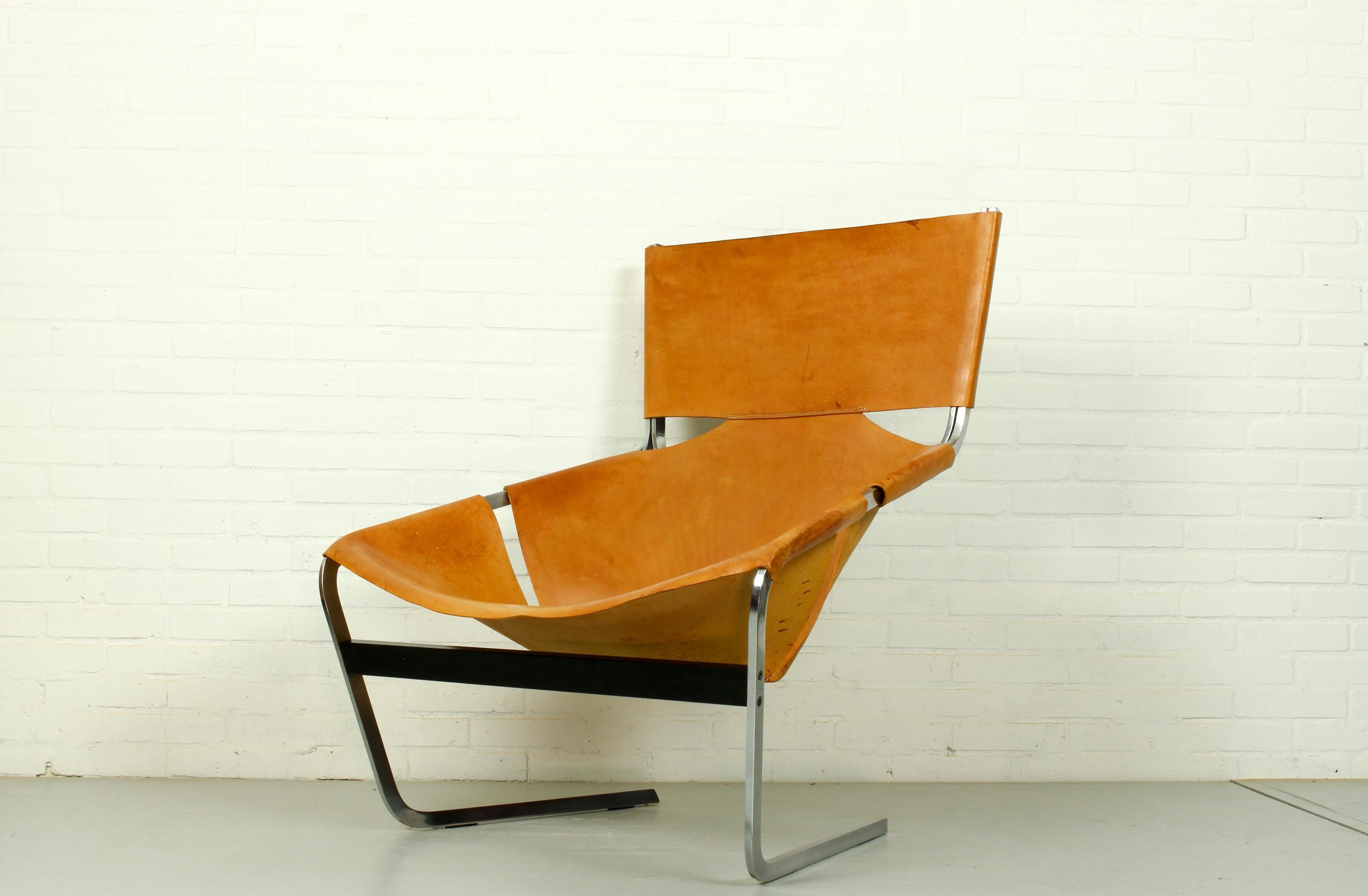 Pierre Paulin F444 in Natural Leather, the Netherlands, 1963 at 1stDibs