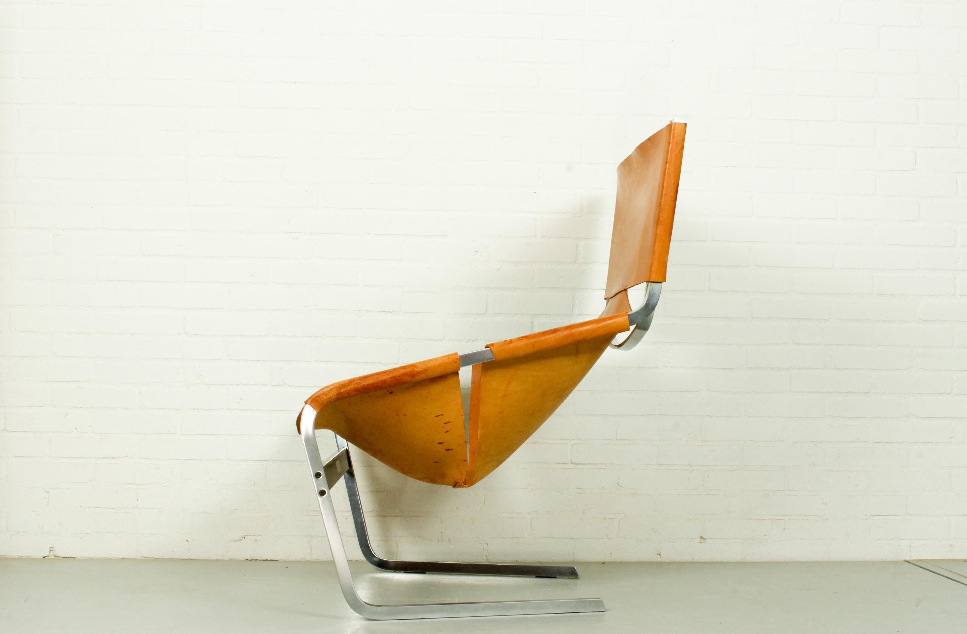 Pierre Paulin F444 in Natural Leather, the Netherlands, 1963 at 1stDibs