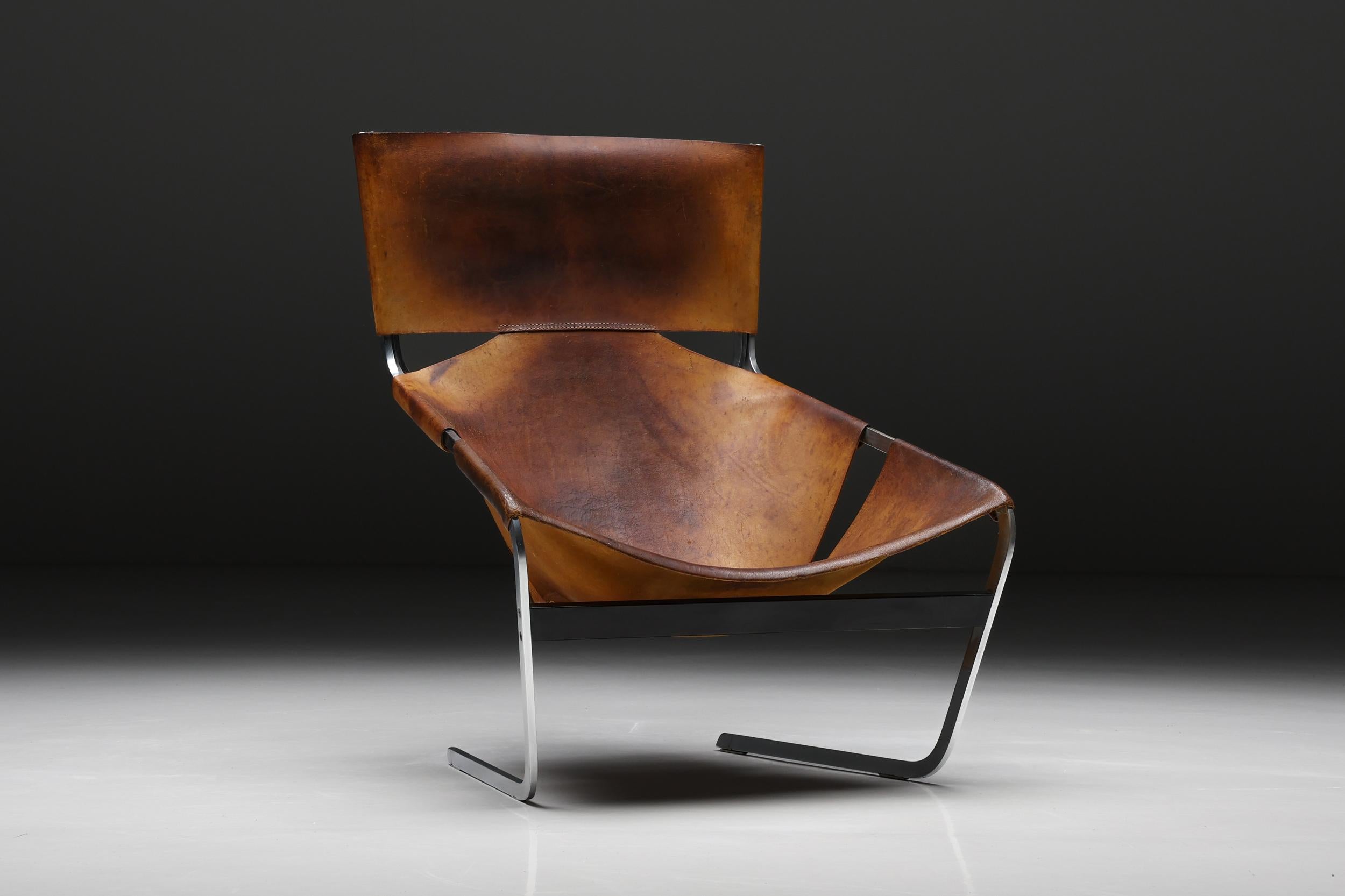 Pierre Paulin F444 Leather Lounge Chair Artifort, Holland, 1970s 6