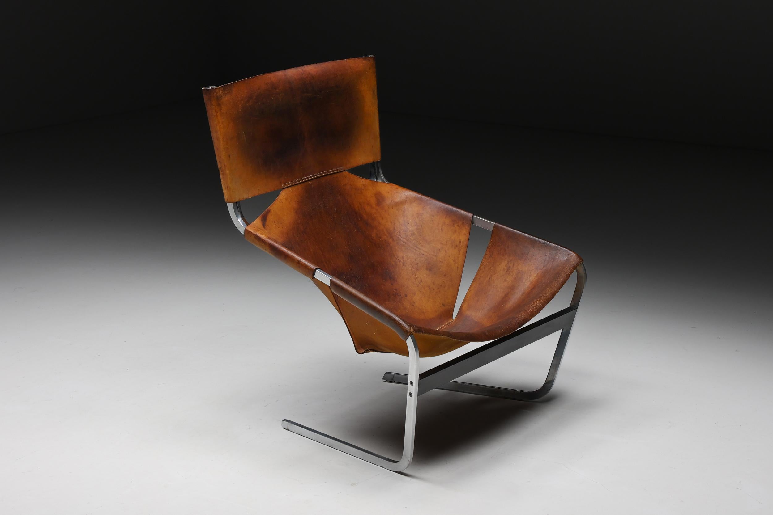 Pierre Paulin F444 Leather Lounge Chair Artifort, Holland, 1970s In Excellent Condition In Antwerp, BE