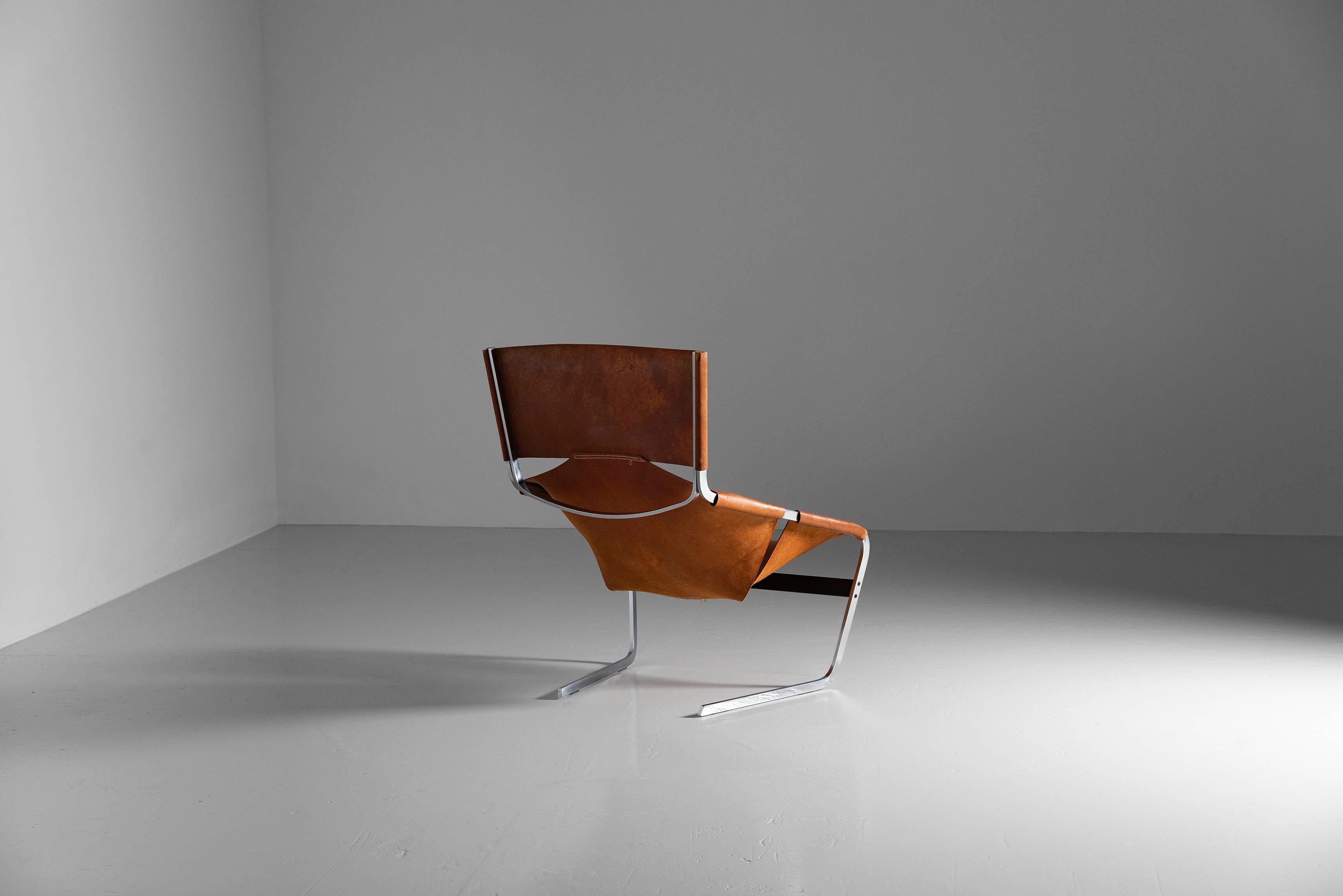 Pierre Paulin F444 Lounge Chair in Natural Leather Artifort, 1963 2