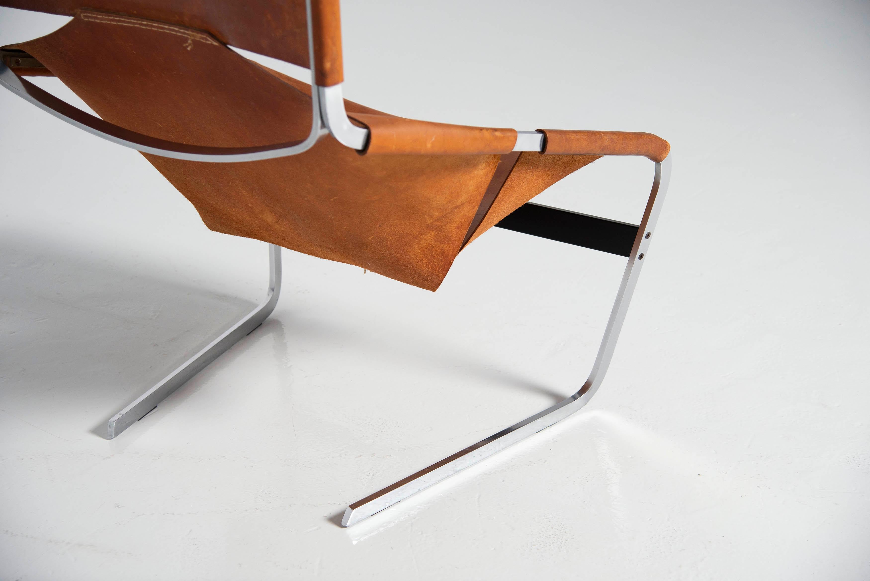 Dutch Pierre Paulin F444 Lounge Chair in Natural Leather Artifort, 1963