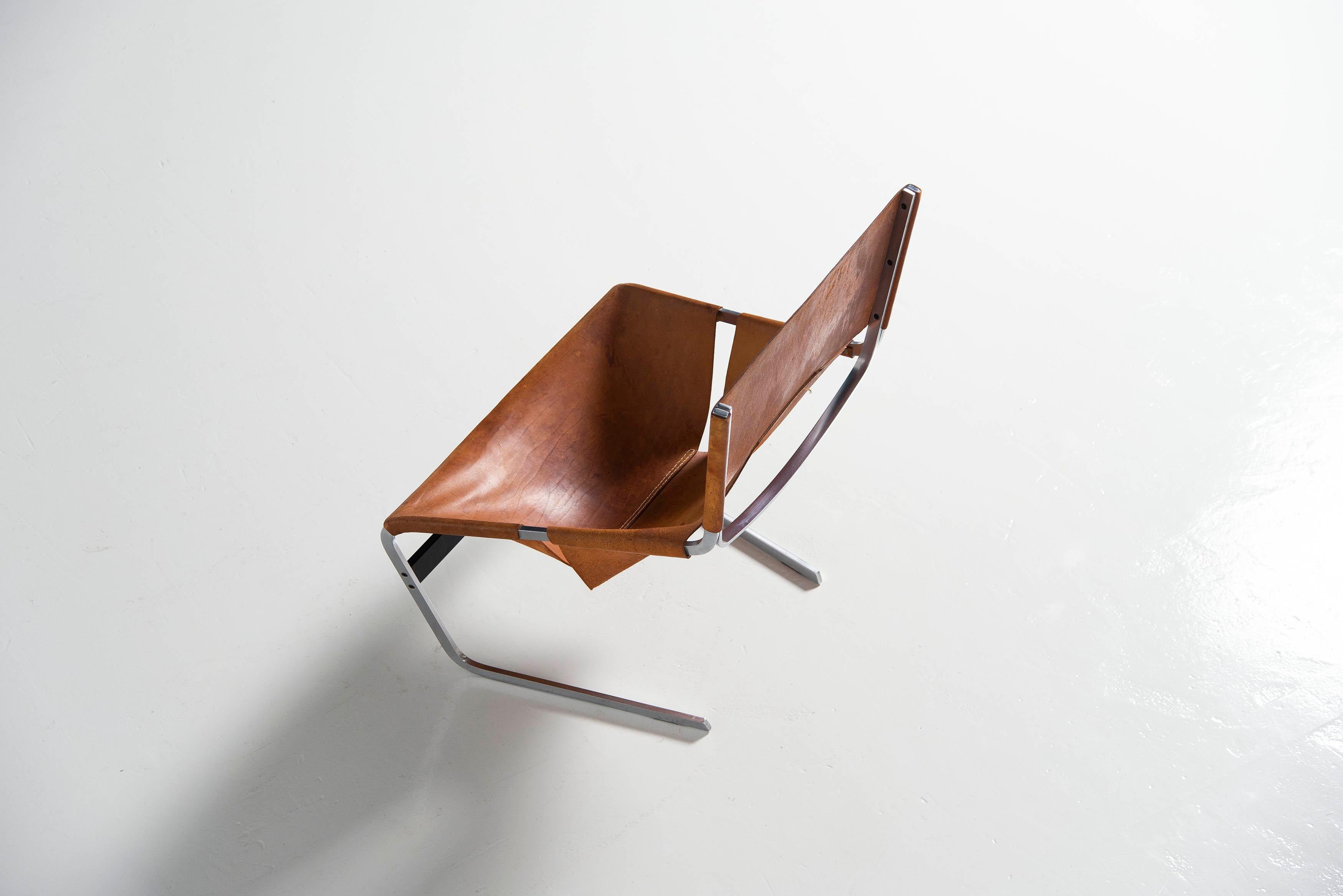 Cold-Painted Pierre Paulin F444 Lounge Chair in Natural Leather Artifort, 1963