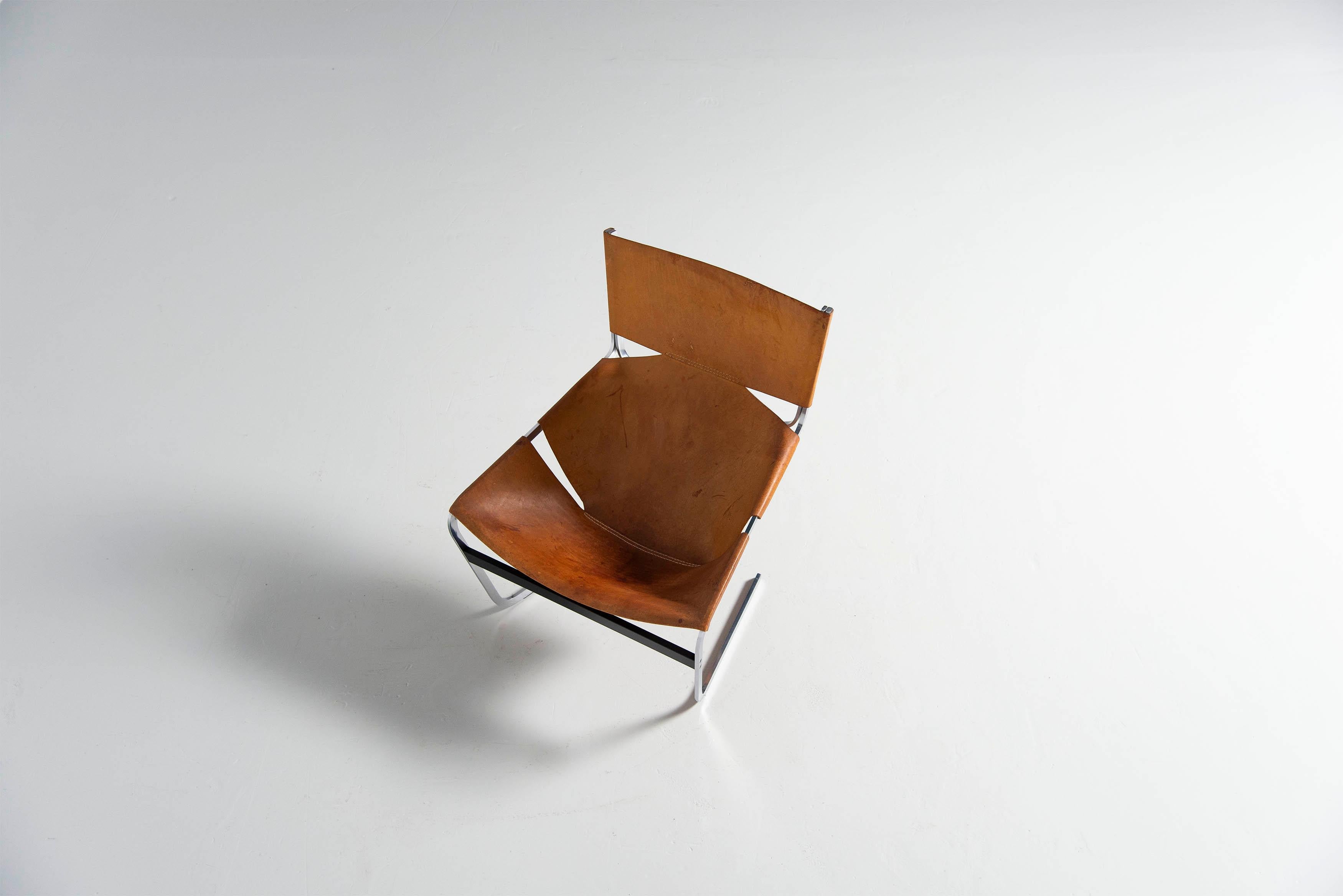 Pierre Paulin F444 Lounge Chair in Natural Leather Artifort, 1963 In Good Condition In Roosendaal, Noord Brabant