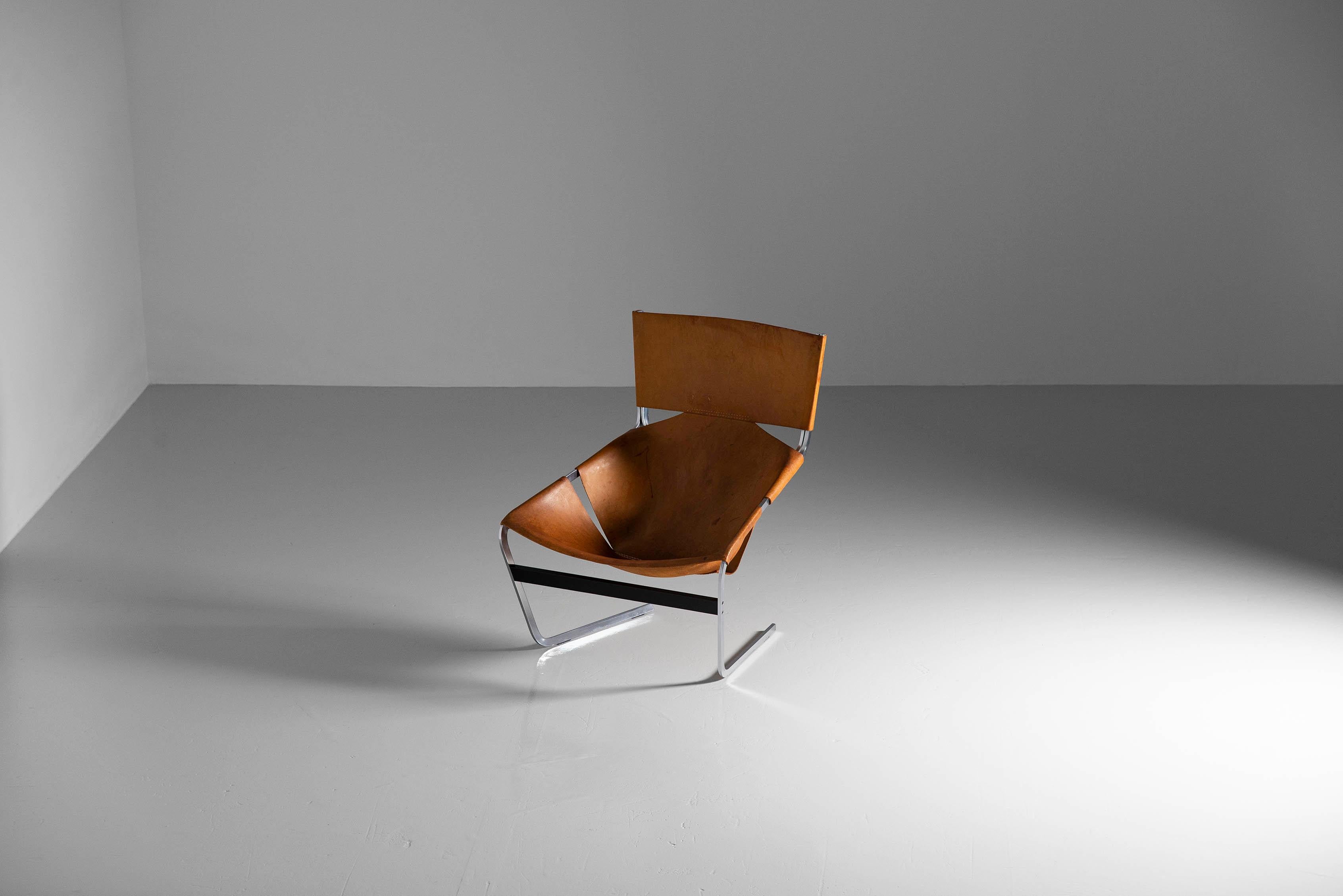 Pierre Paulin F444 Lounge Chair in Natural Leather Artifort, 1963 1