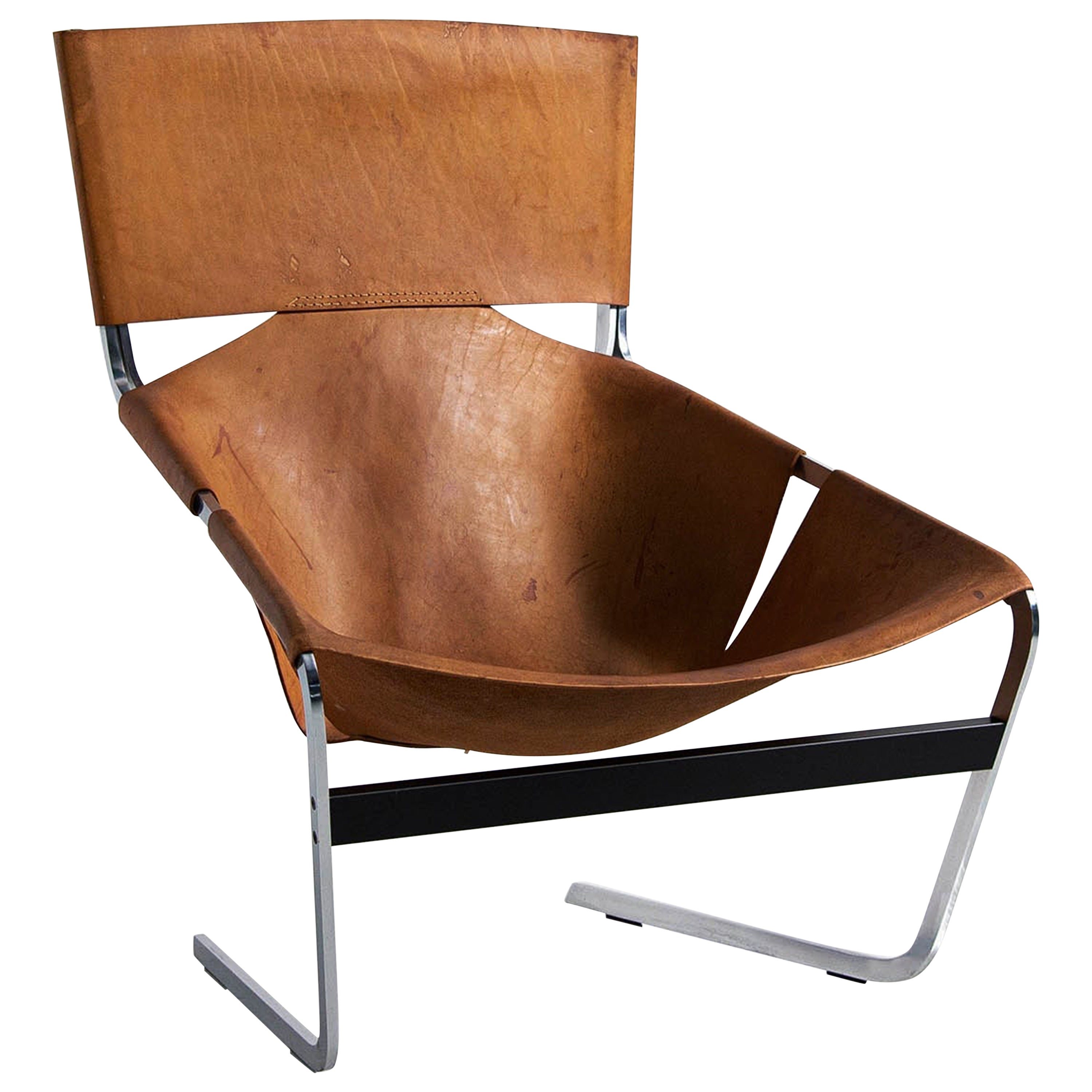 Pierre Paulin F444 Lounge Chair in Natural Leather Artifort, 1963
