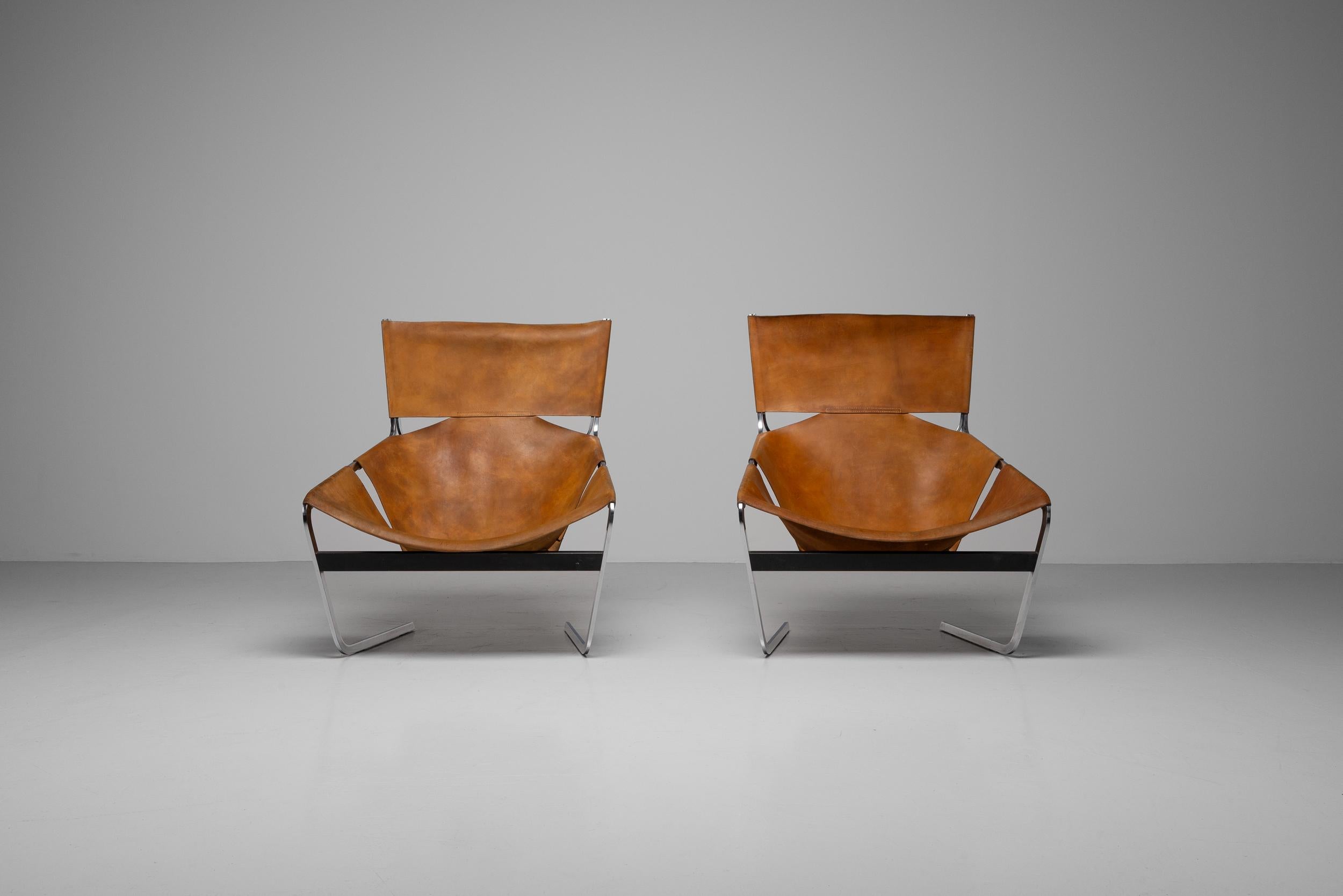 Mid-Century Modern Pierre Paulin F444 lounge chairs pair Artifort 1963