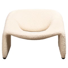 Pierre Paulin F598 Groovy Lounge Chair in Light Creme Bouclé Wool for Artifort