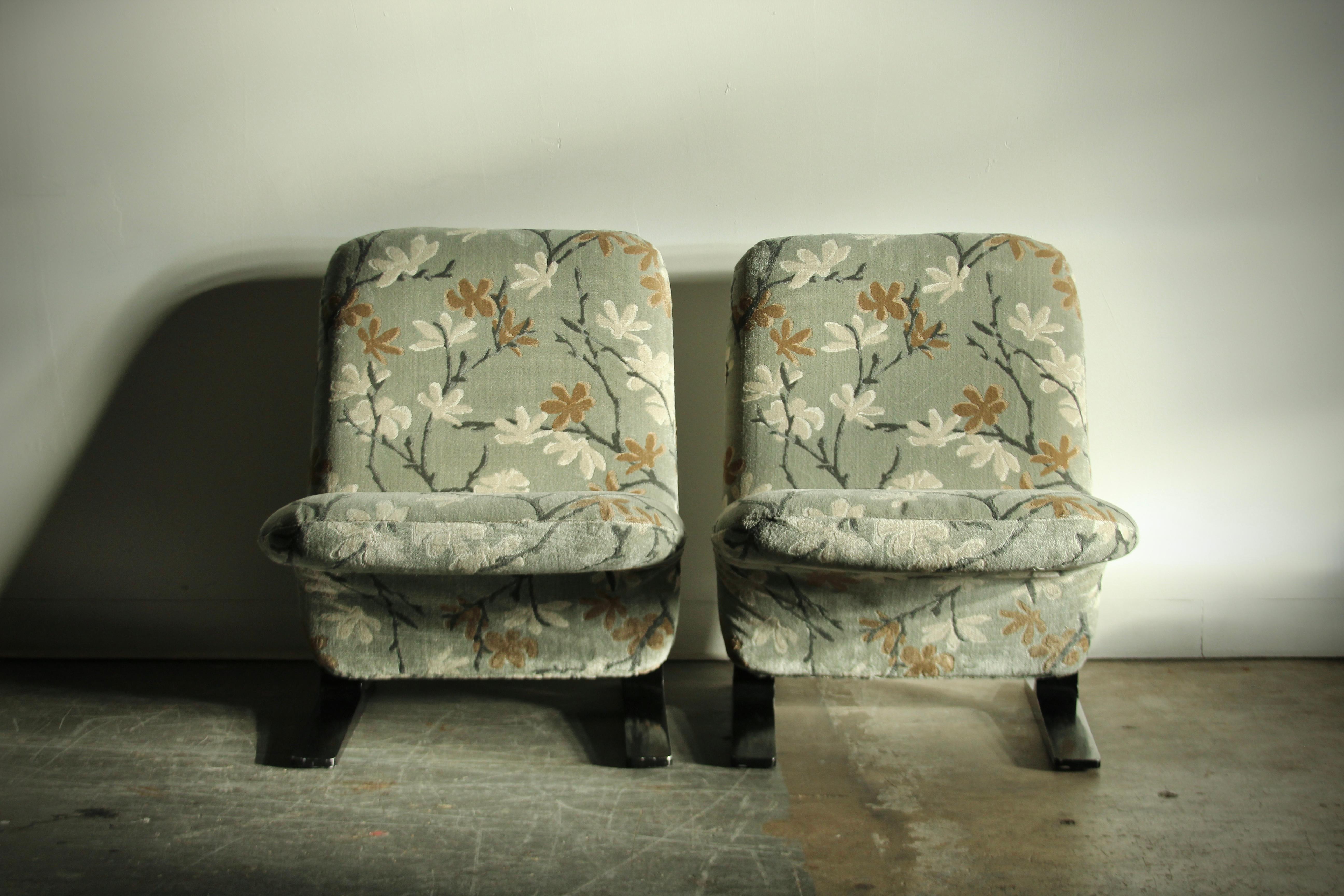 Late 20th Century Pierre Paulin Floral Velvet 