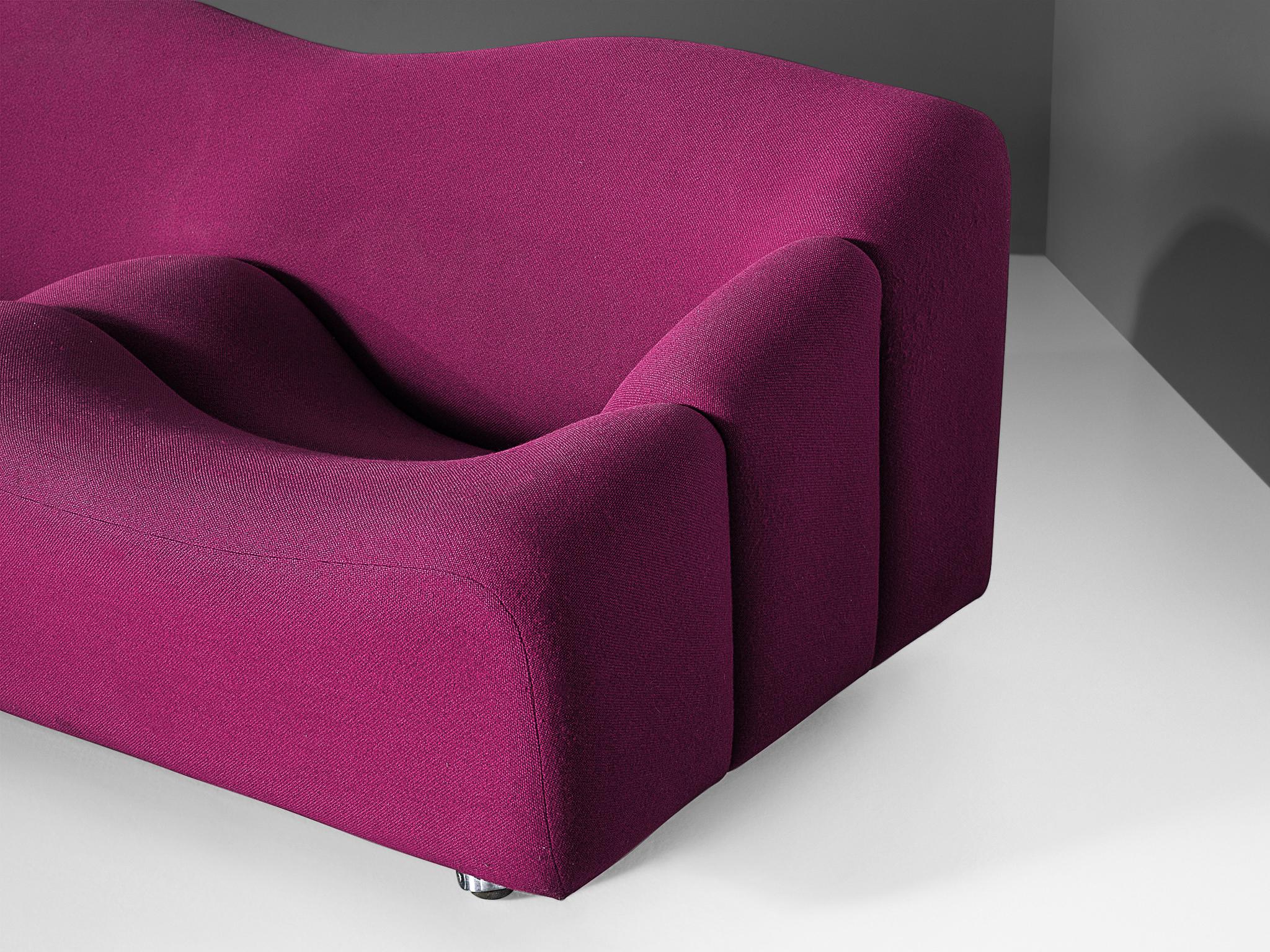 Metal Pierre Paulin for Artifort ´ABCD´ Settee in Fuchsia Upholstery  For Sale