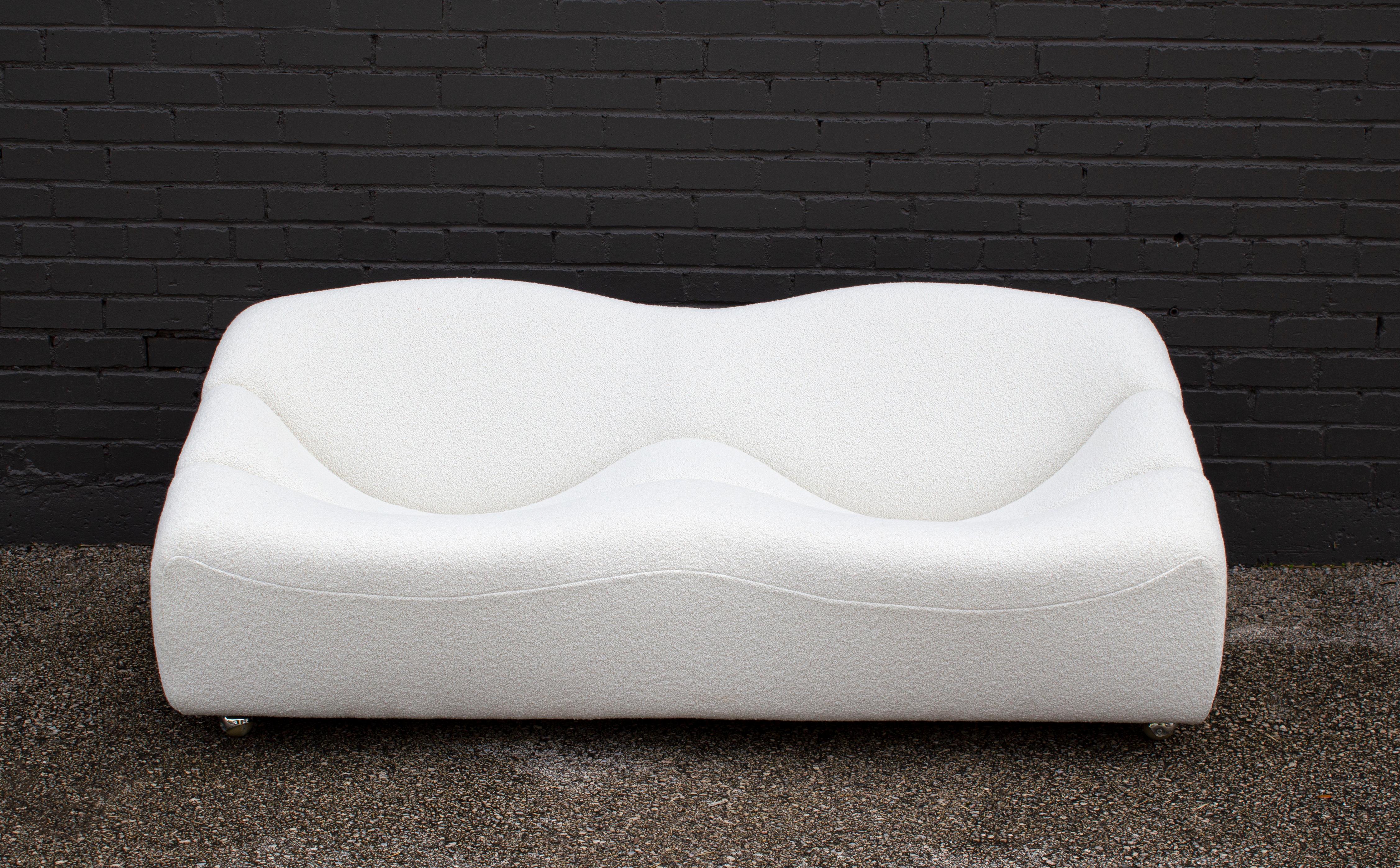 20th Century Pierre Paulin for Artifort 'ABCD' Settee in White Italian Boucle