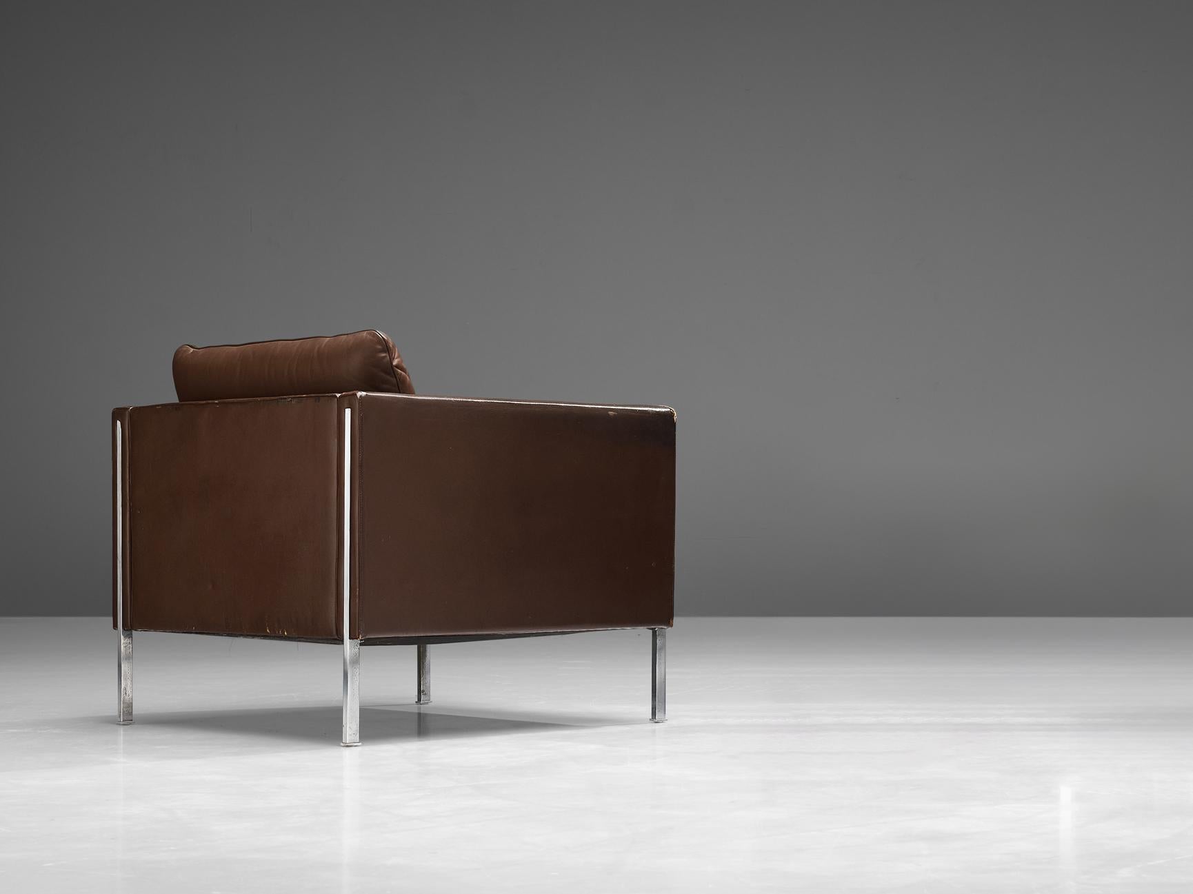 Mid-20th Century Pierre Paulin for Artifort Armchair Model '442' in Brown Leather