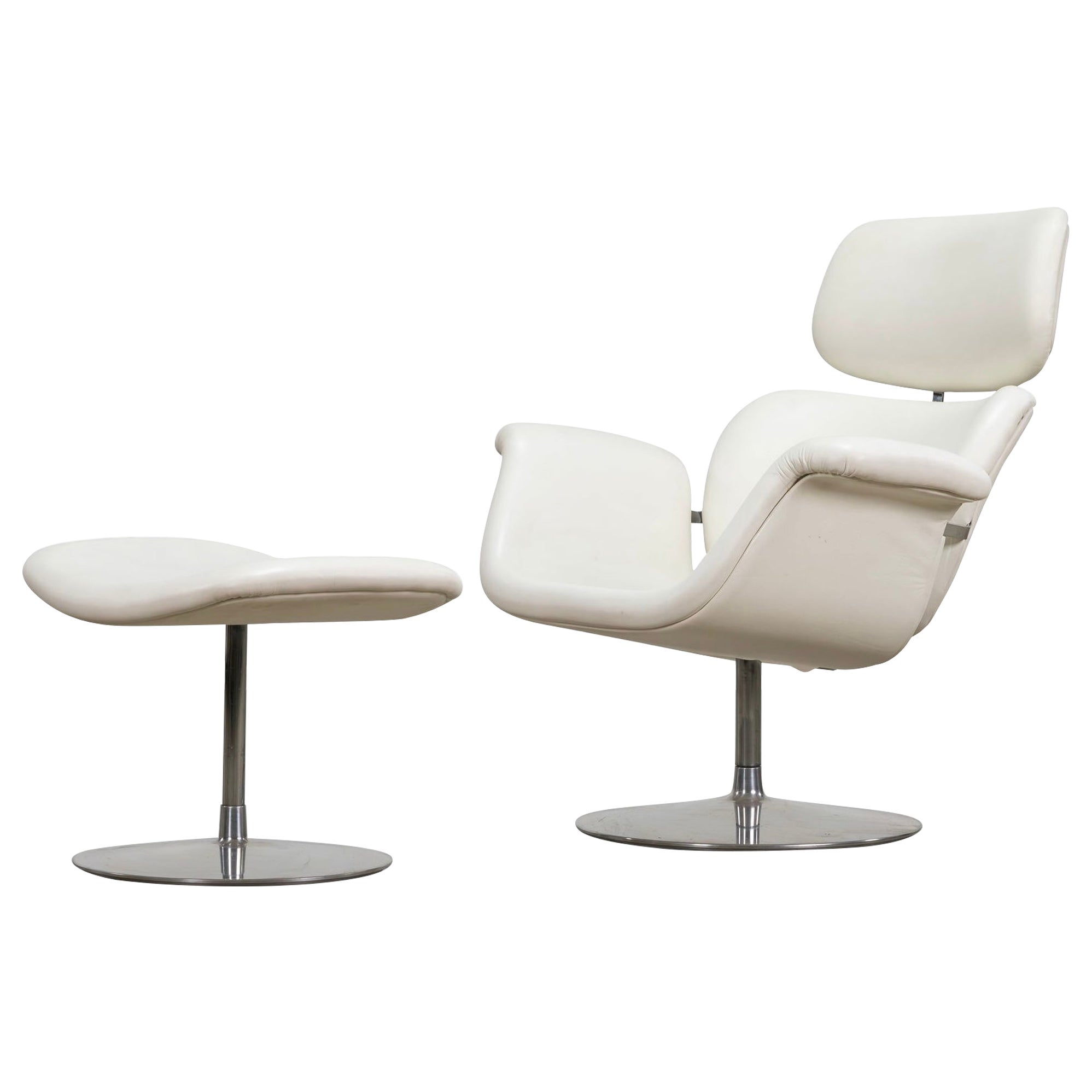 Pierre Paulin for Artifort Big Tulip Chair in White Leather