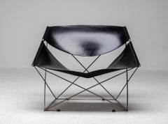 Pierre Paulin pour Artifort Chaise 'Butterfly' en cuir noir d'origine