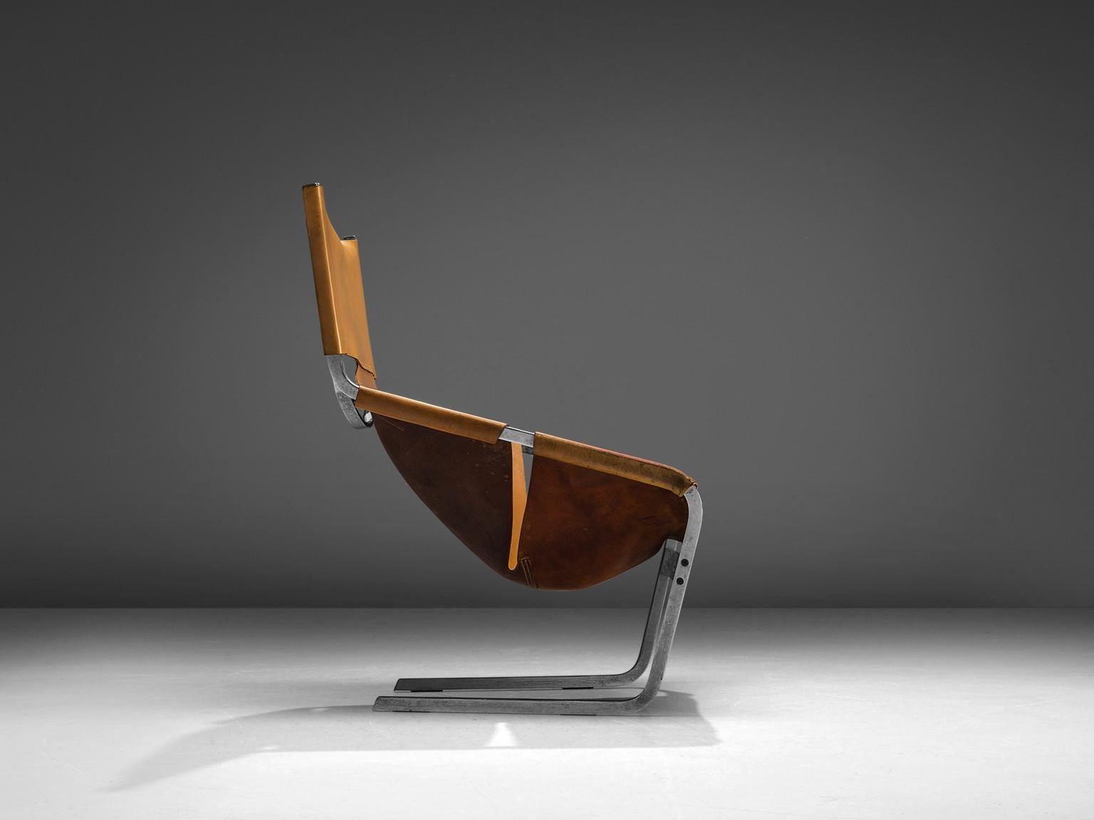 Pierre Paulin für Artifort 'F-444' Easy Chair aus cognacfarbenem Leder  (Niederländisch) im Angebot