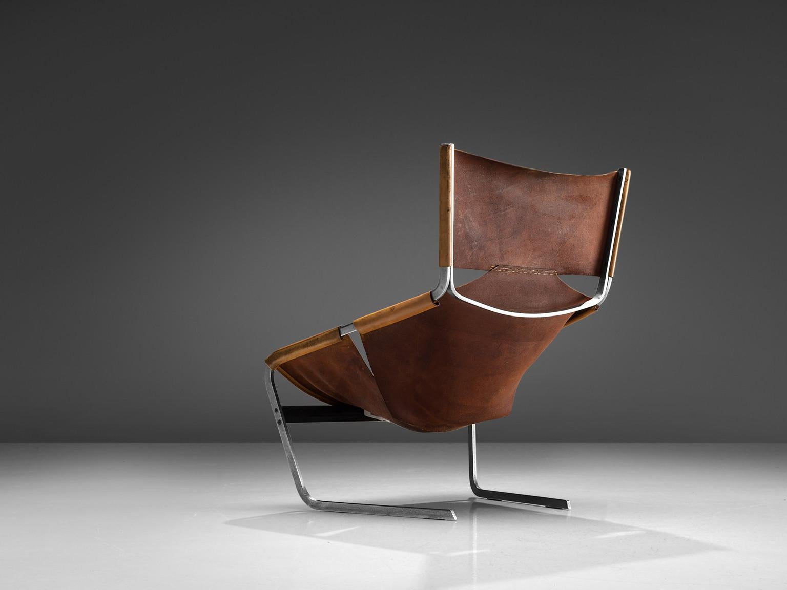 Pierre Paulin for Artifort 'F-444' Easy Chair in Cognac Leather  In Good Condition For Sale In Waalwijk, NL
