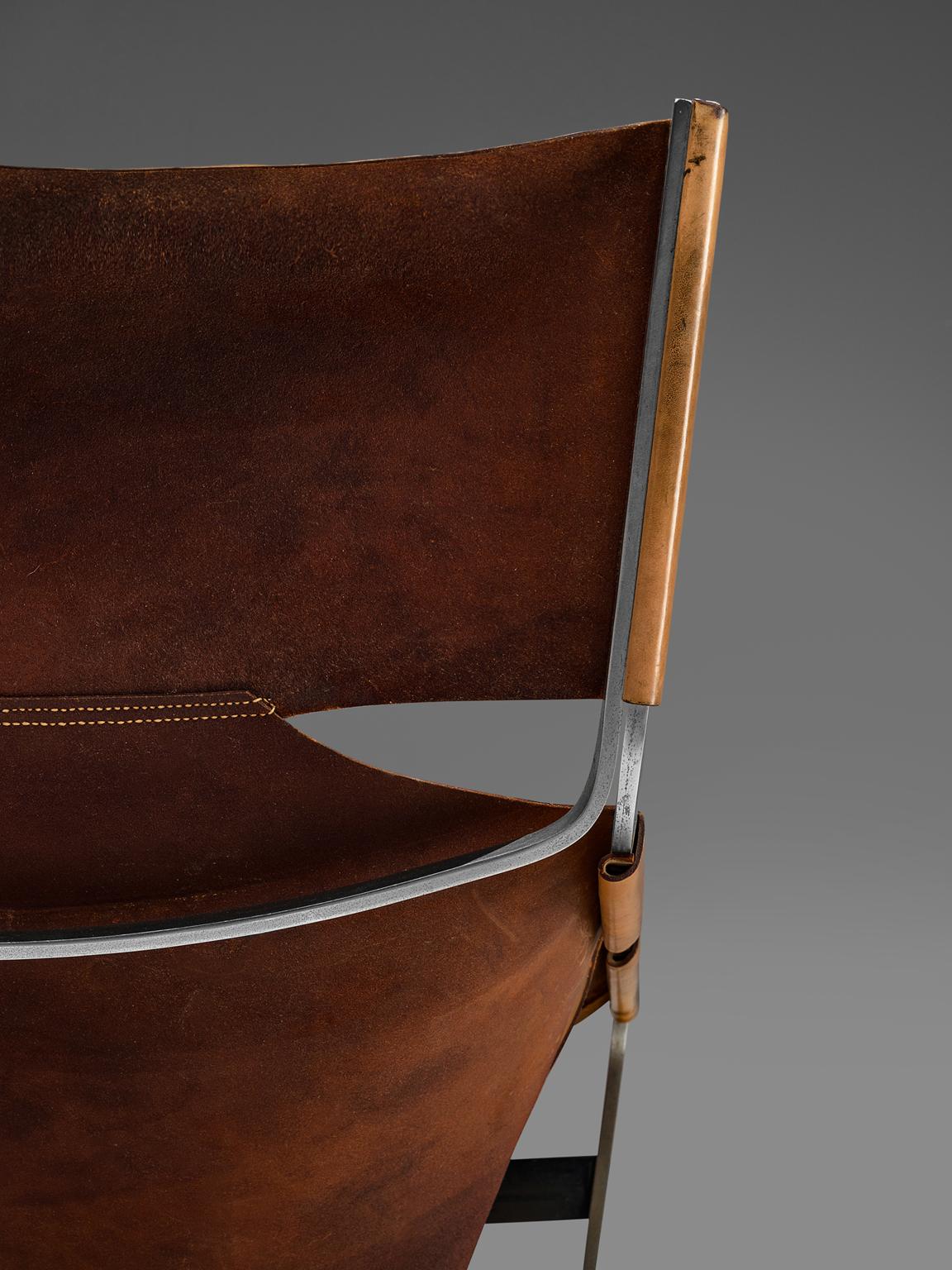 Pierre Paulin for Artifort F-444 Easy Chair in Cognac Leather 2