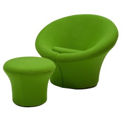 Pierre Paulin for Artifort Green F560 Mushroom Chair & Footstool