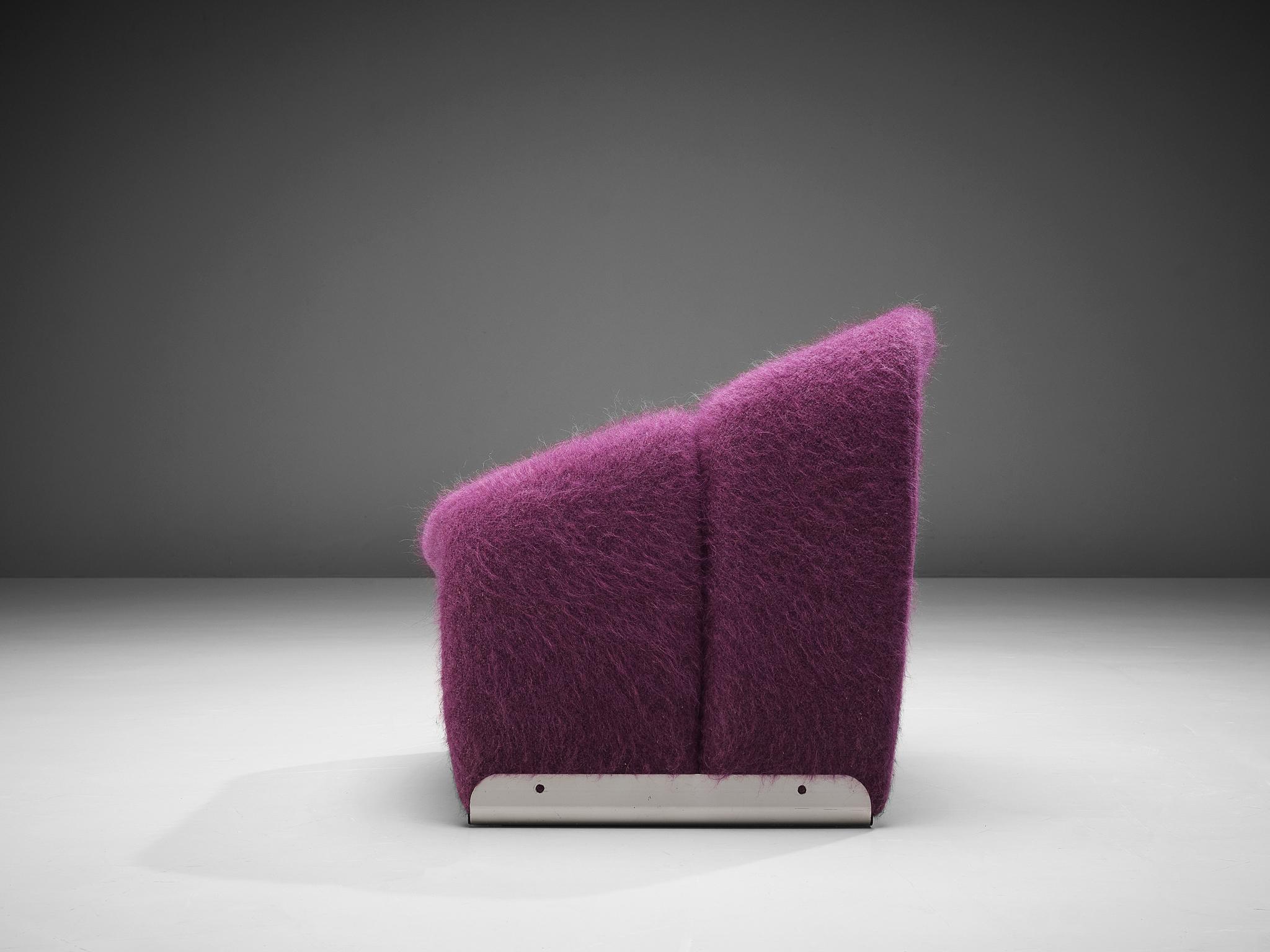 Dutch Pierre Paulin for Artifort 'Groovy' Lounge Chair in Purple Pierre Frey Fabric