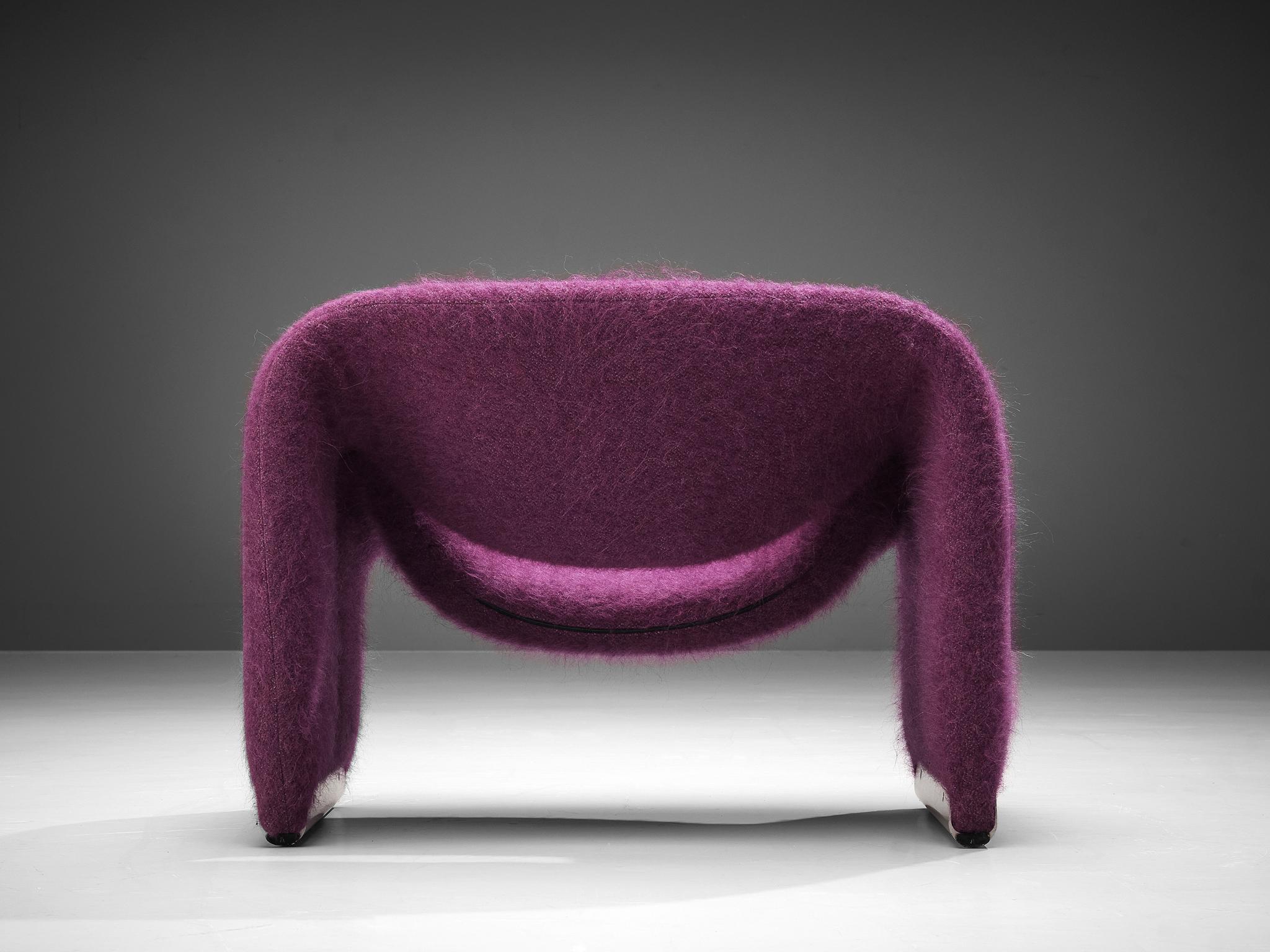 Aluminum Pierre Paulin for Artifort 'Groovy' Lounge Chair in Purple Pierre Frey Fabric