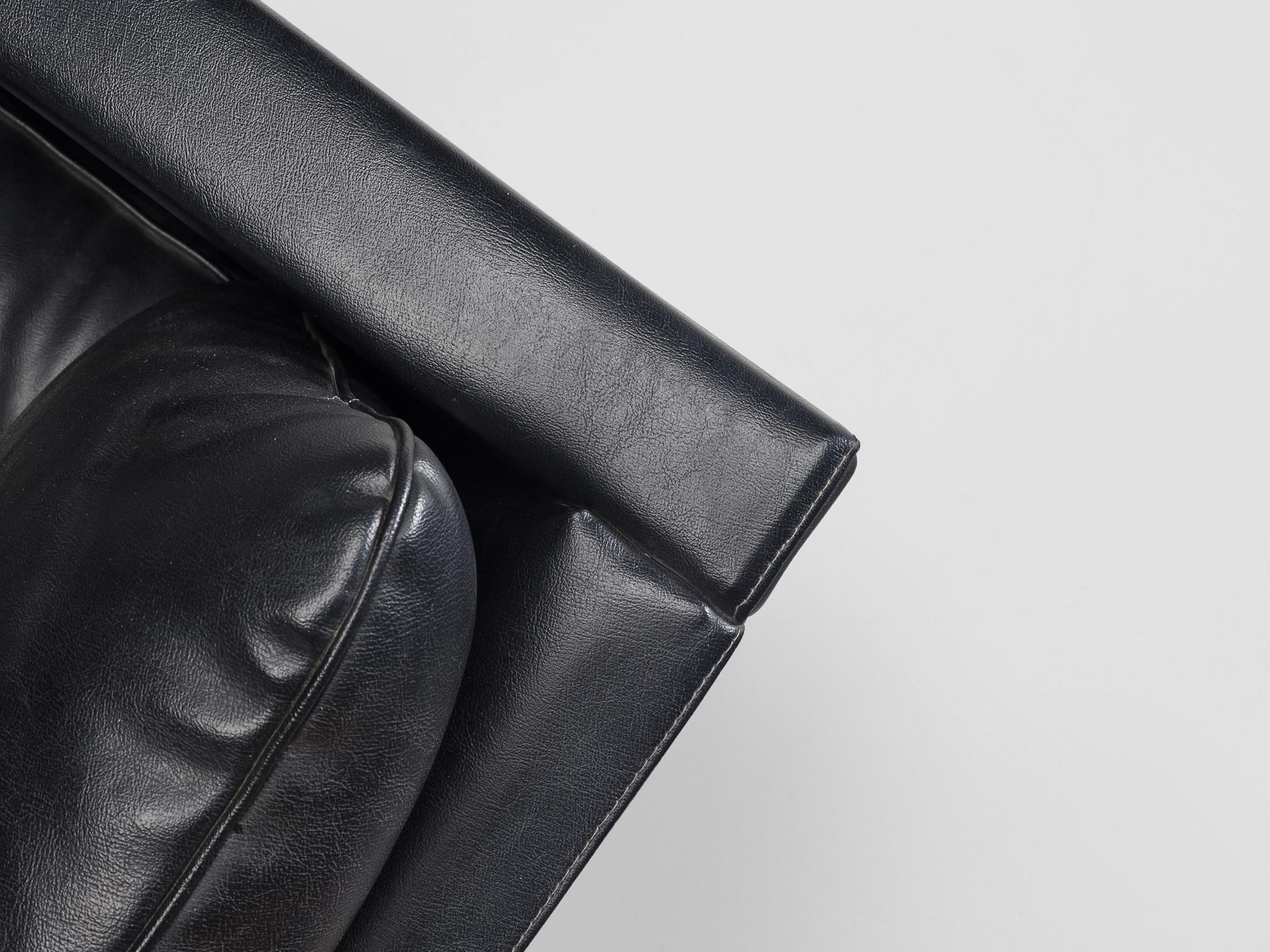 Pierre Paulin für Artifort, Loungesessel aus schwarzem Leder  (Stahl) im Angebot