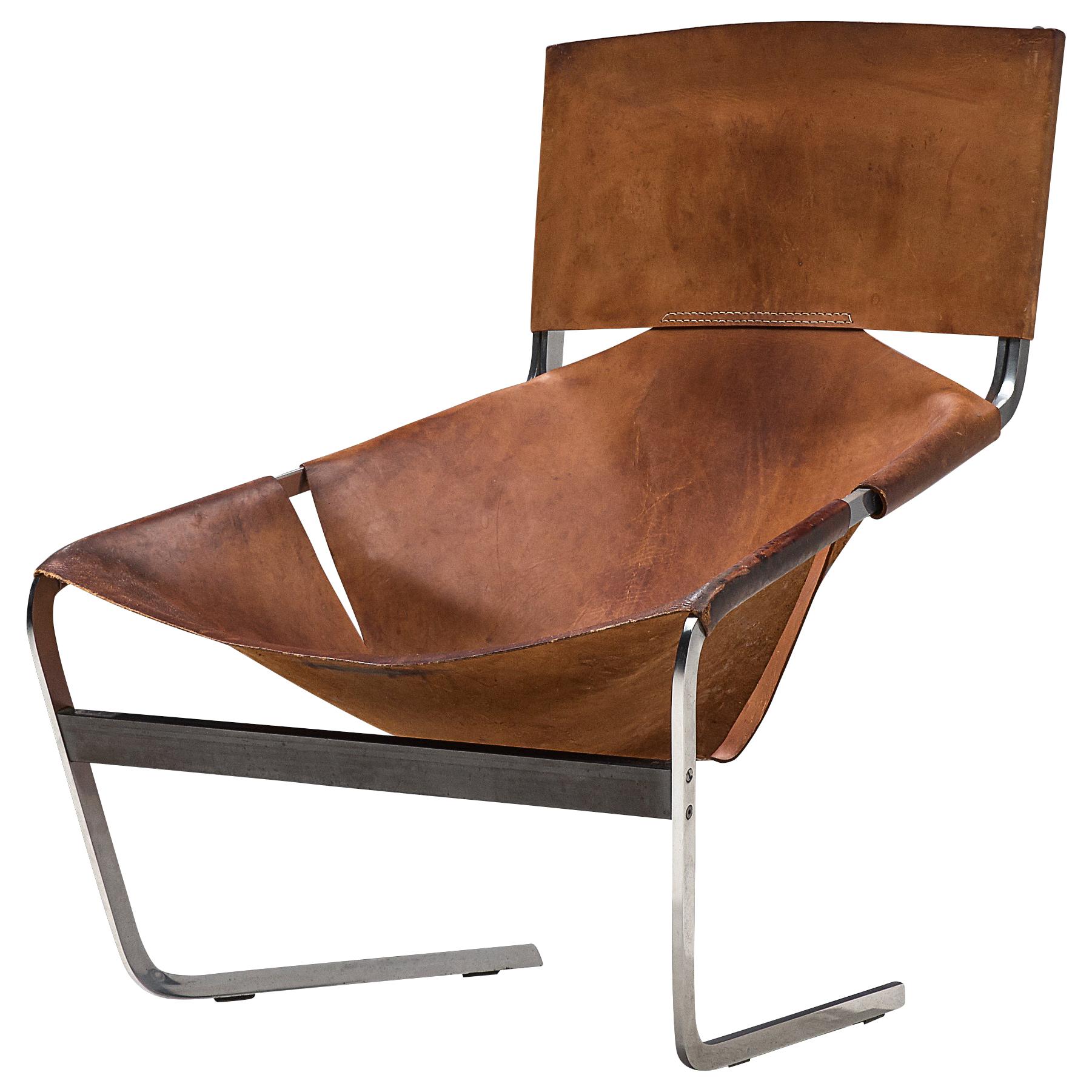 Pierre Paulin for Artifort Lounge Chair Model F-444 in Metal and Leather