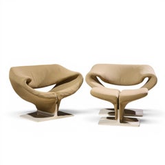 Pierre Paulin for Artifort Mid Century Ribbon Chairs with Ottoman