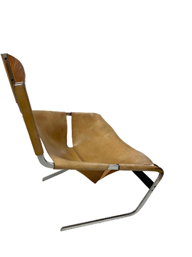 Leather Pierre Paulin for Artifort, Model F-444 Lounge Chair