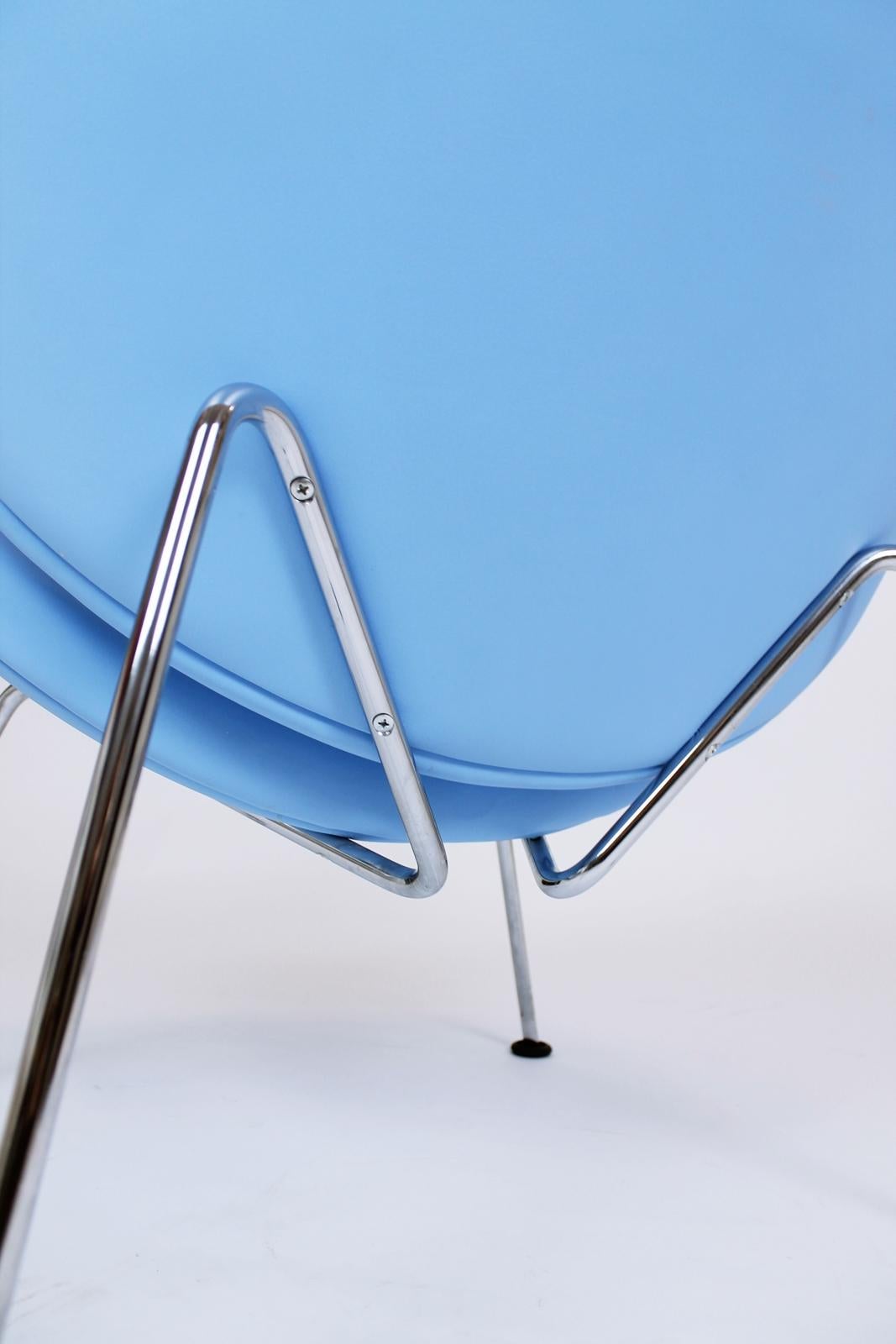 Pierre Paulin for Artifort Original Baby Blue Leather Orange Slice Chair 4