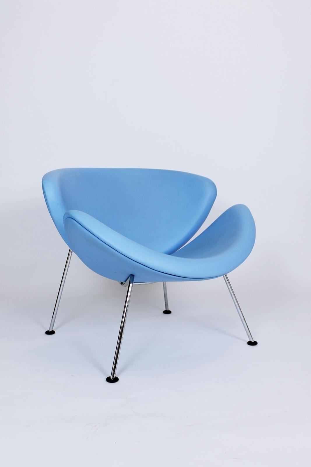 light blue leather chair
