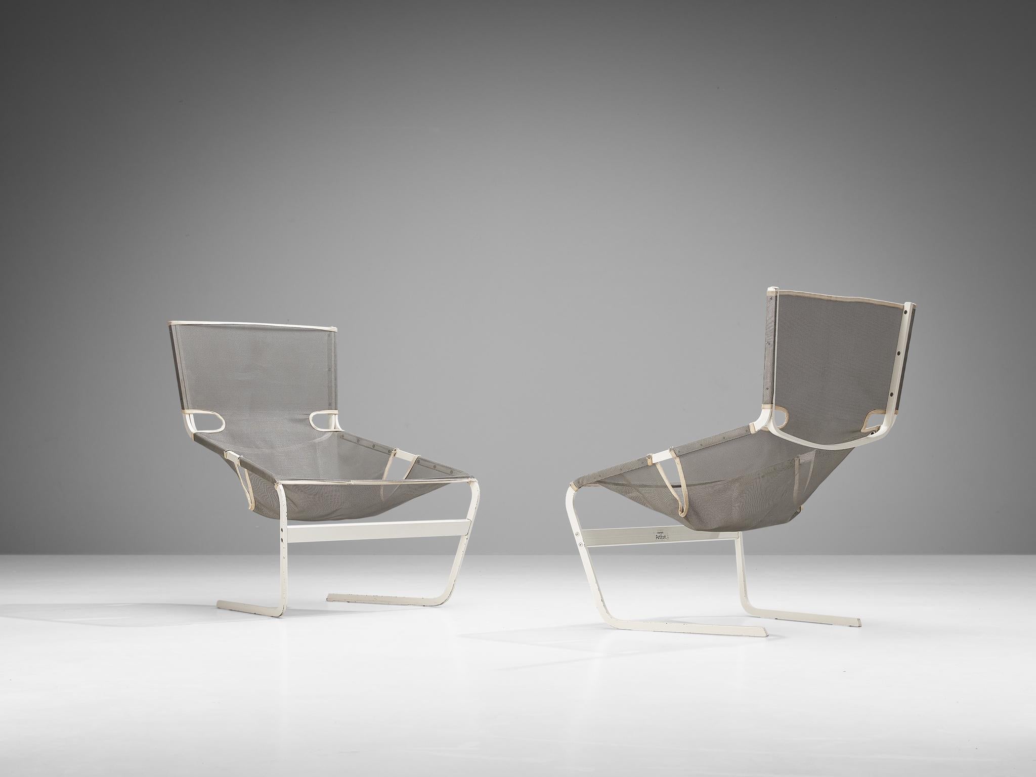 Dutch Pierre Paulin for Artifort Pair of Lounge Chairs in Lacquered Metal For Sale