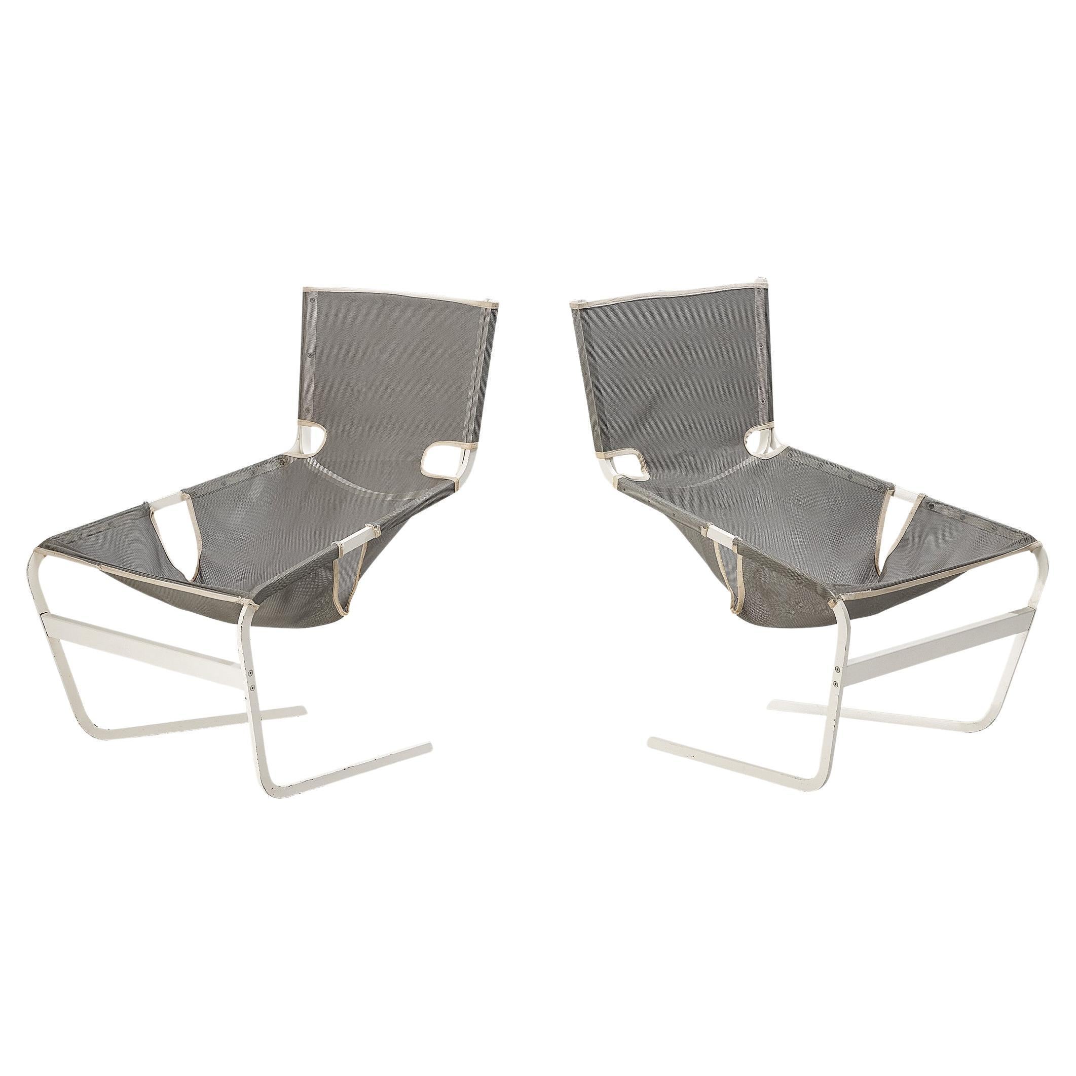 Pierre Paulin for Artifort Pair of Lounge Chairs in Lacquered Metal For Sale
