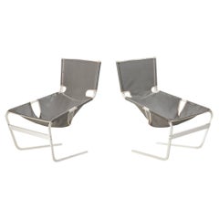 Vintage Pierre Paulin for Artifort Pair of Lounge Chairs in Lacquered Metal