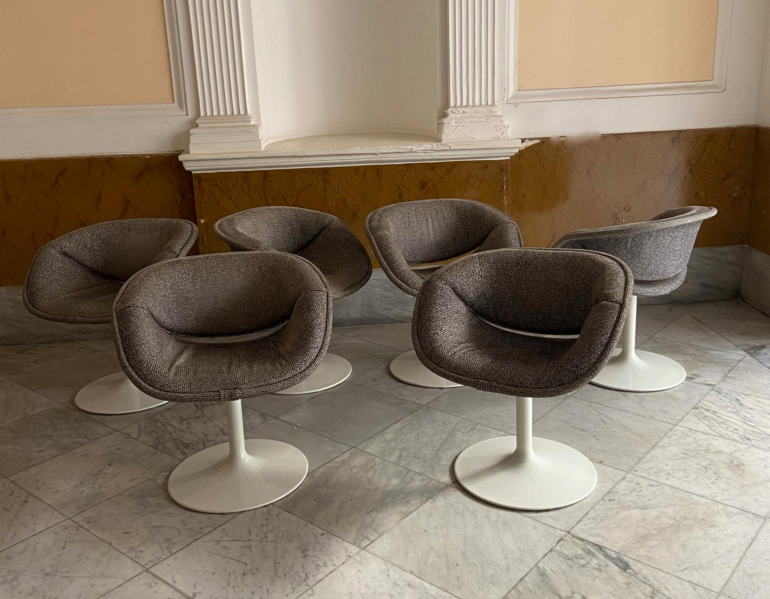 Italian Pierre Paulin for Artifort Set of Six Swivel Chairs Mod.8762, Italy, 1965