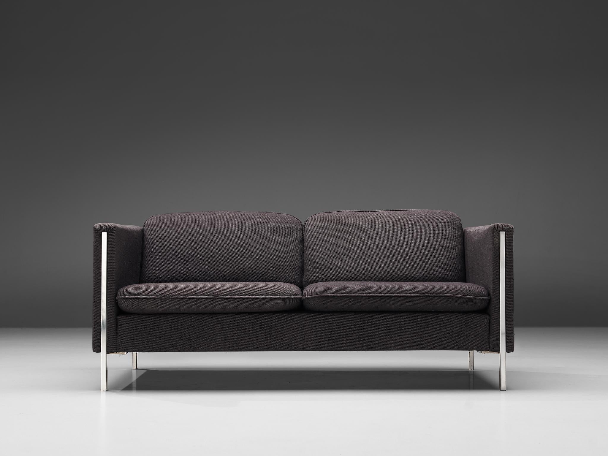 Mid-20th Century Pierre Paulin for Artifort Sofa in Black Upholstery and Steel For Sale