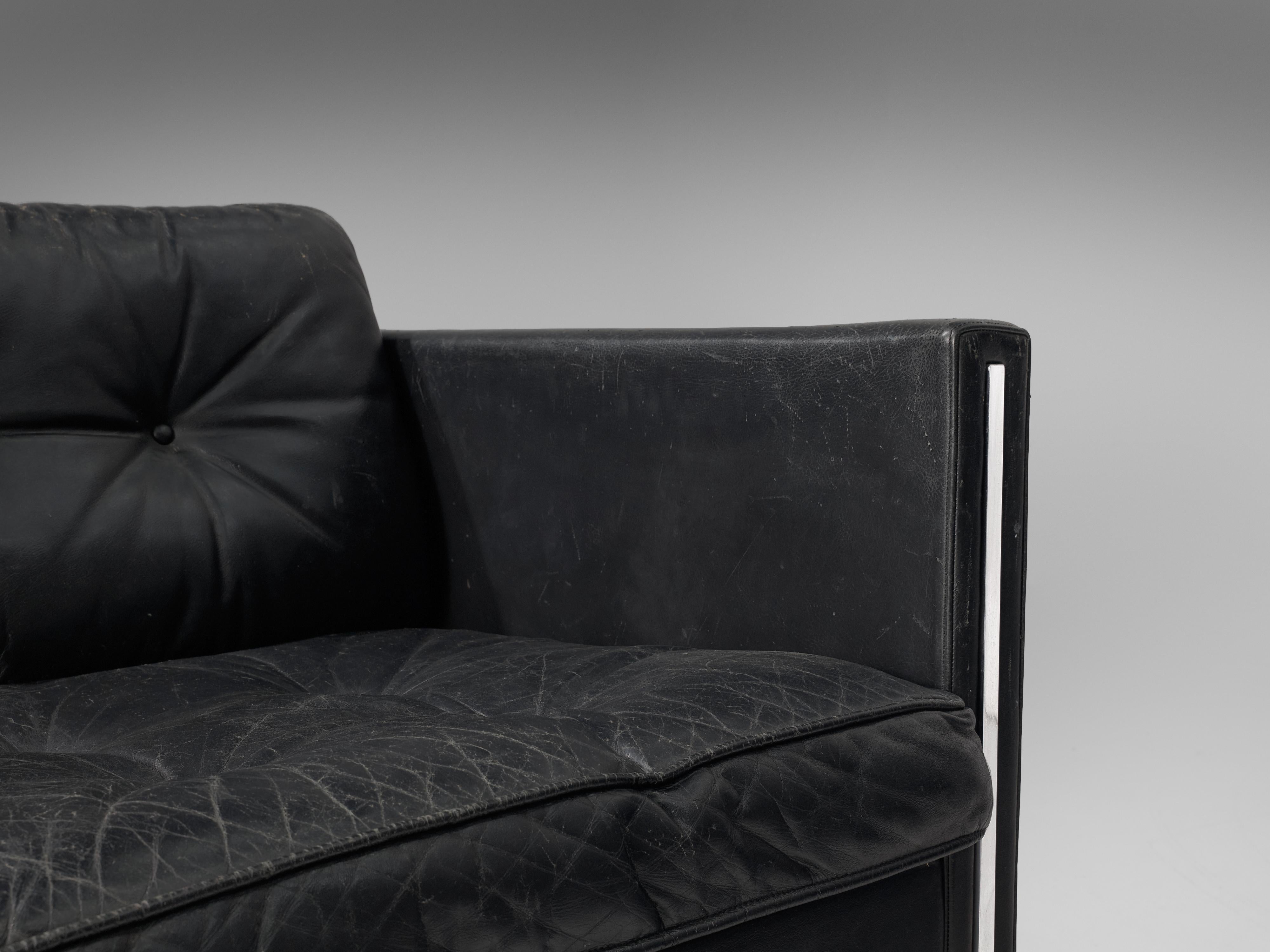 Dutch Pierre Paulin for Artifort Sofa in Black Leather
