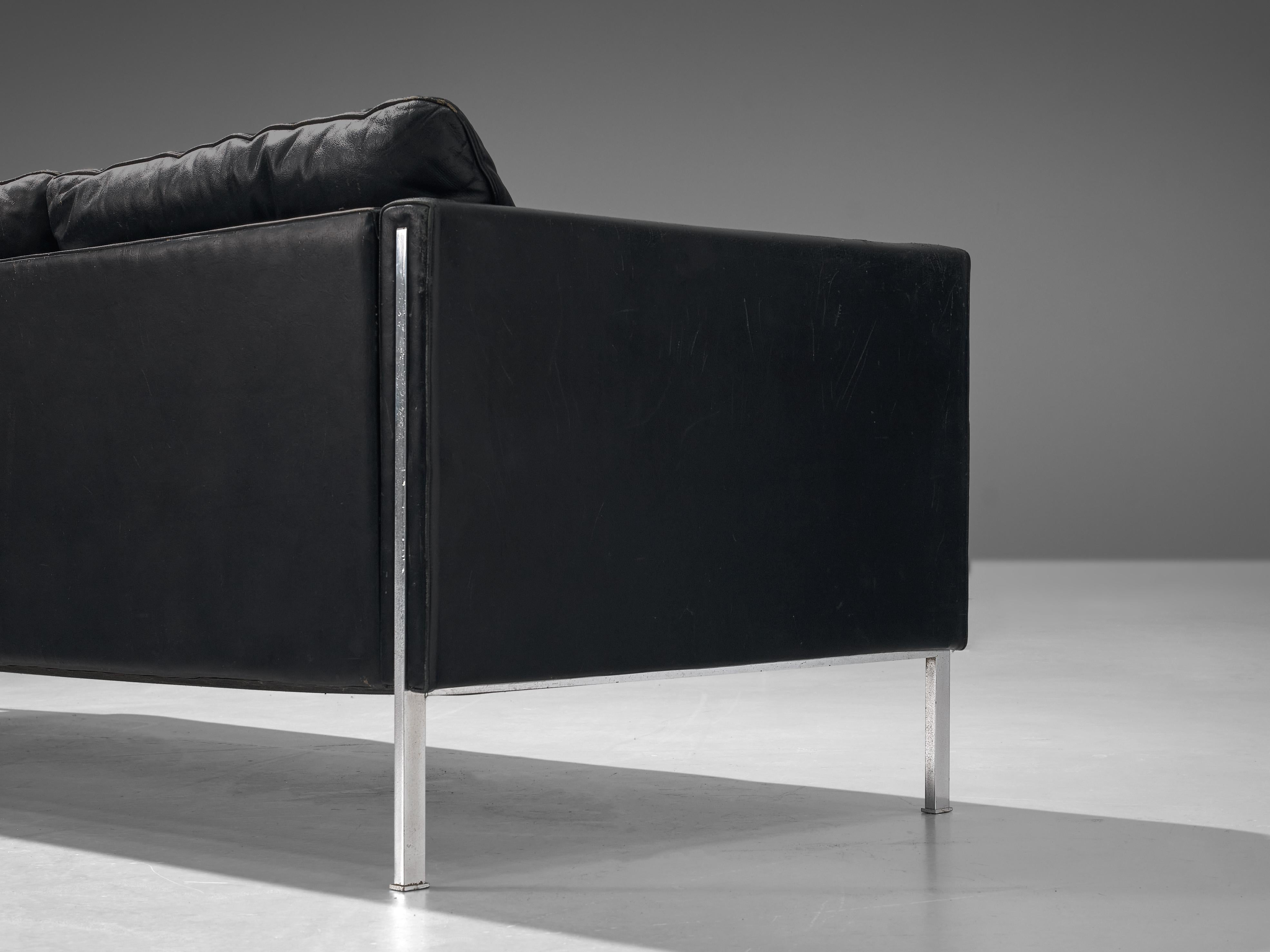 Pierre Paulin for Artifort Sofa in Black Leather 1