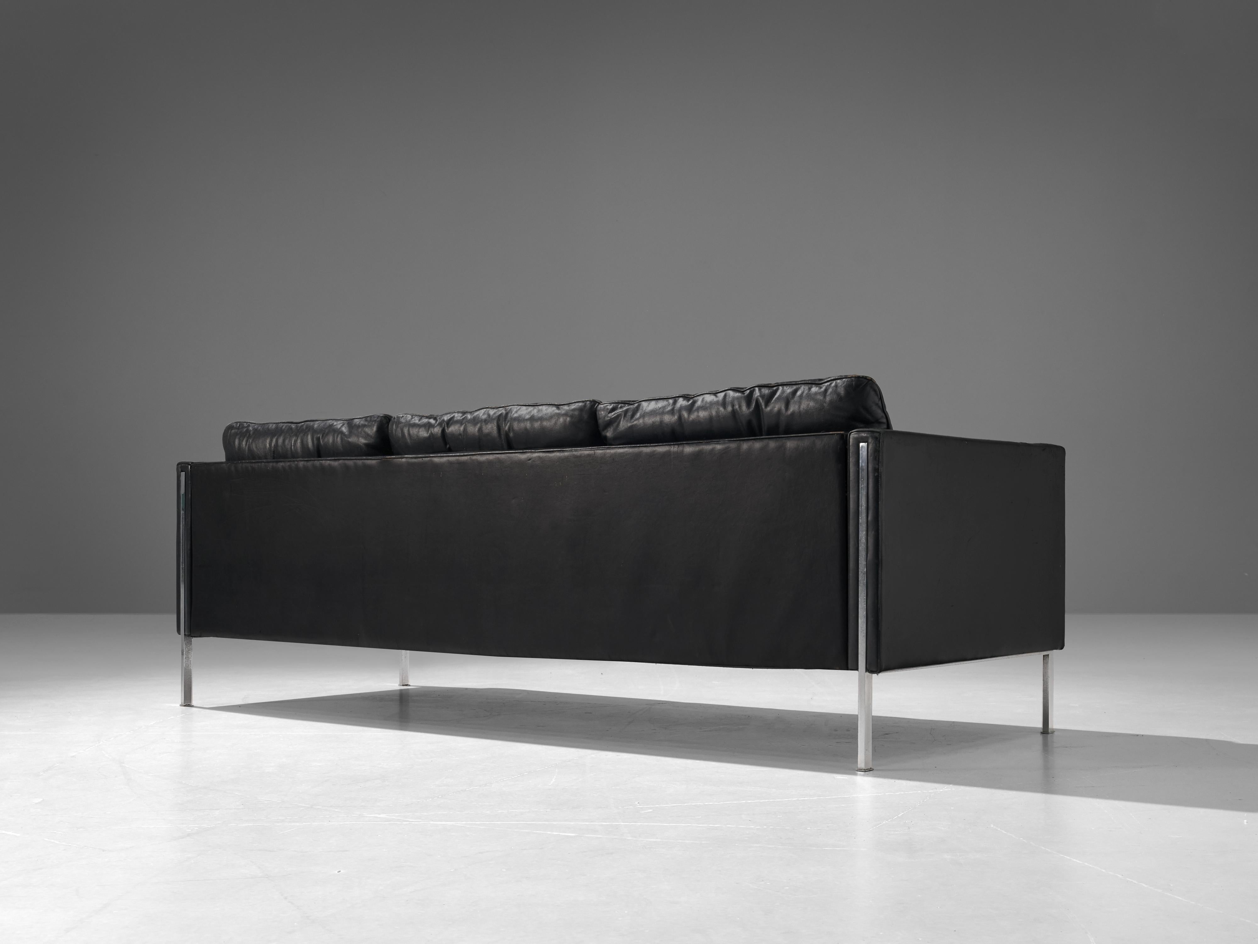 Pierre Paulin for Artifort Sofa in Black Leather 2
