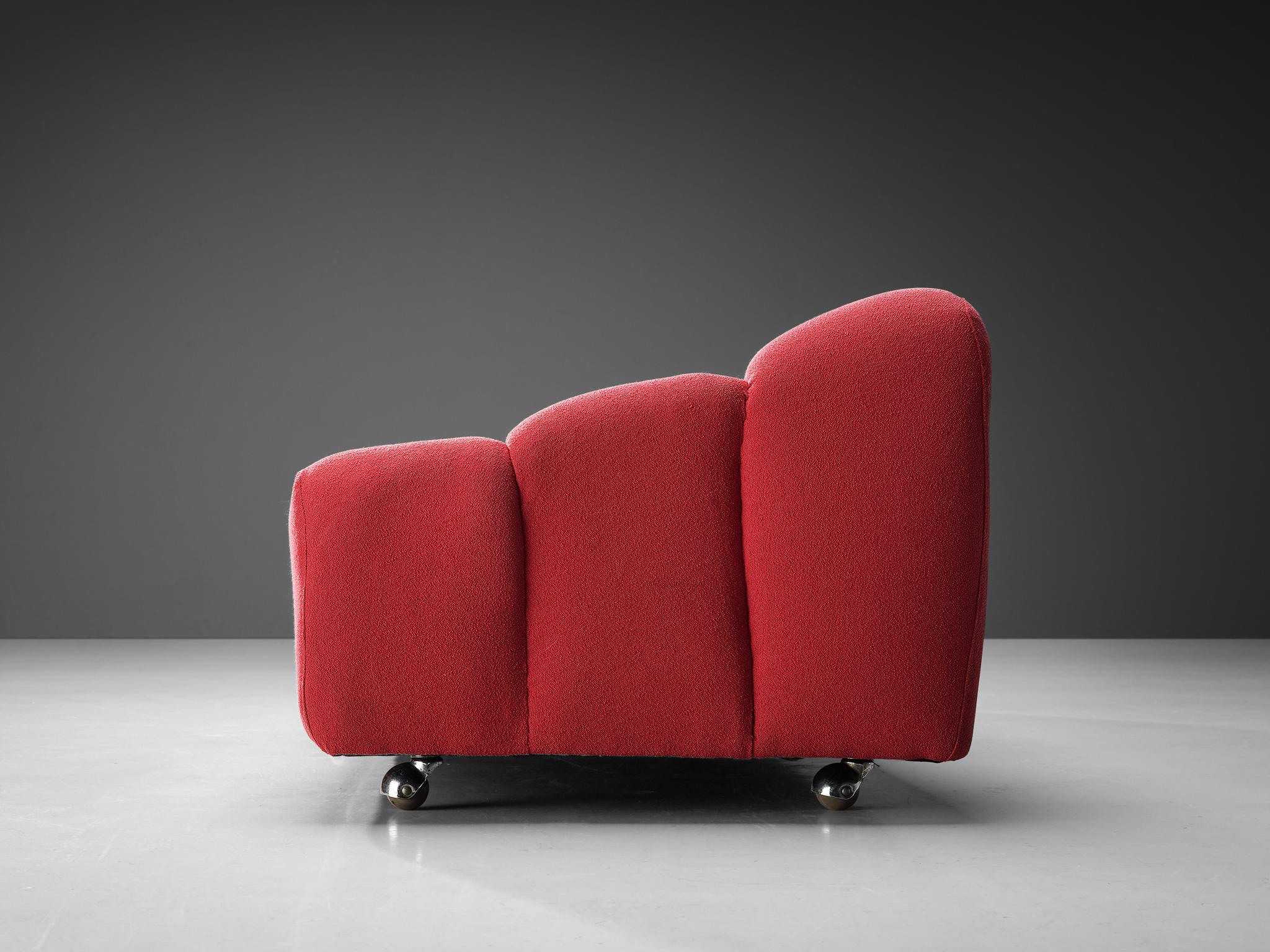 Dutch Pierre Paulin for Artifort Three-seater 'ABCD' Sofa in Red Upholstery