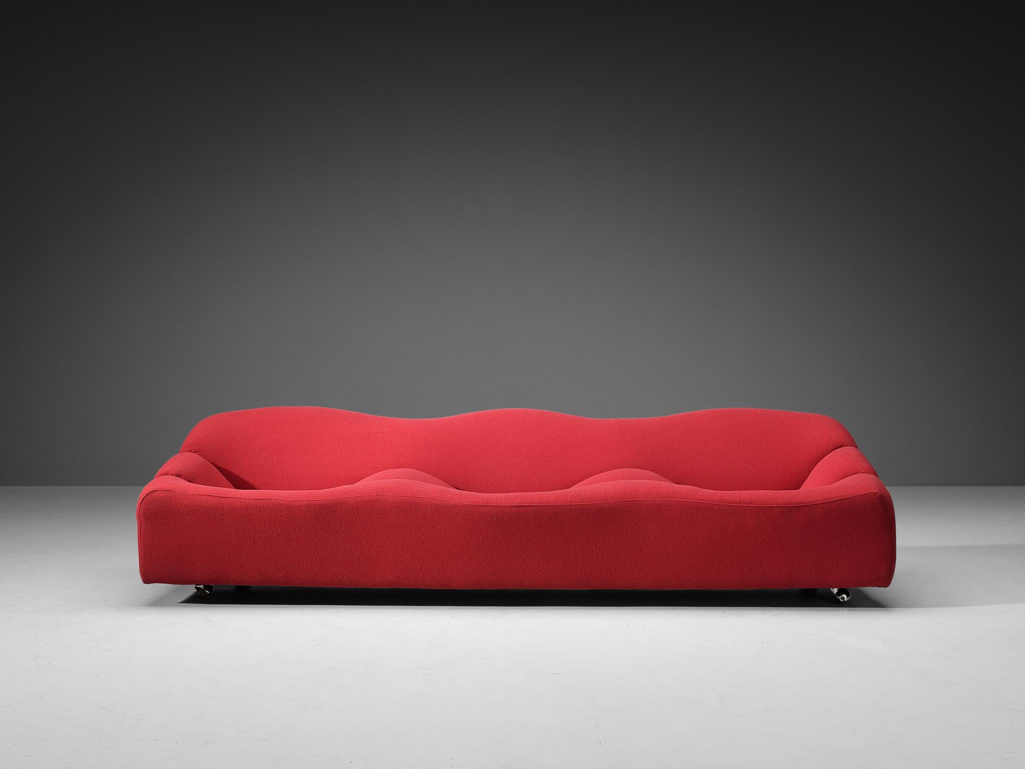 Mid-20th Century Pierre Paulin for Artifort Three-seater 'ABCD' Sofa in Red Upholstery