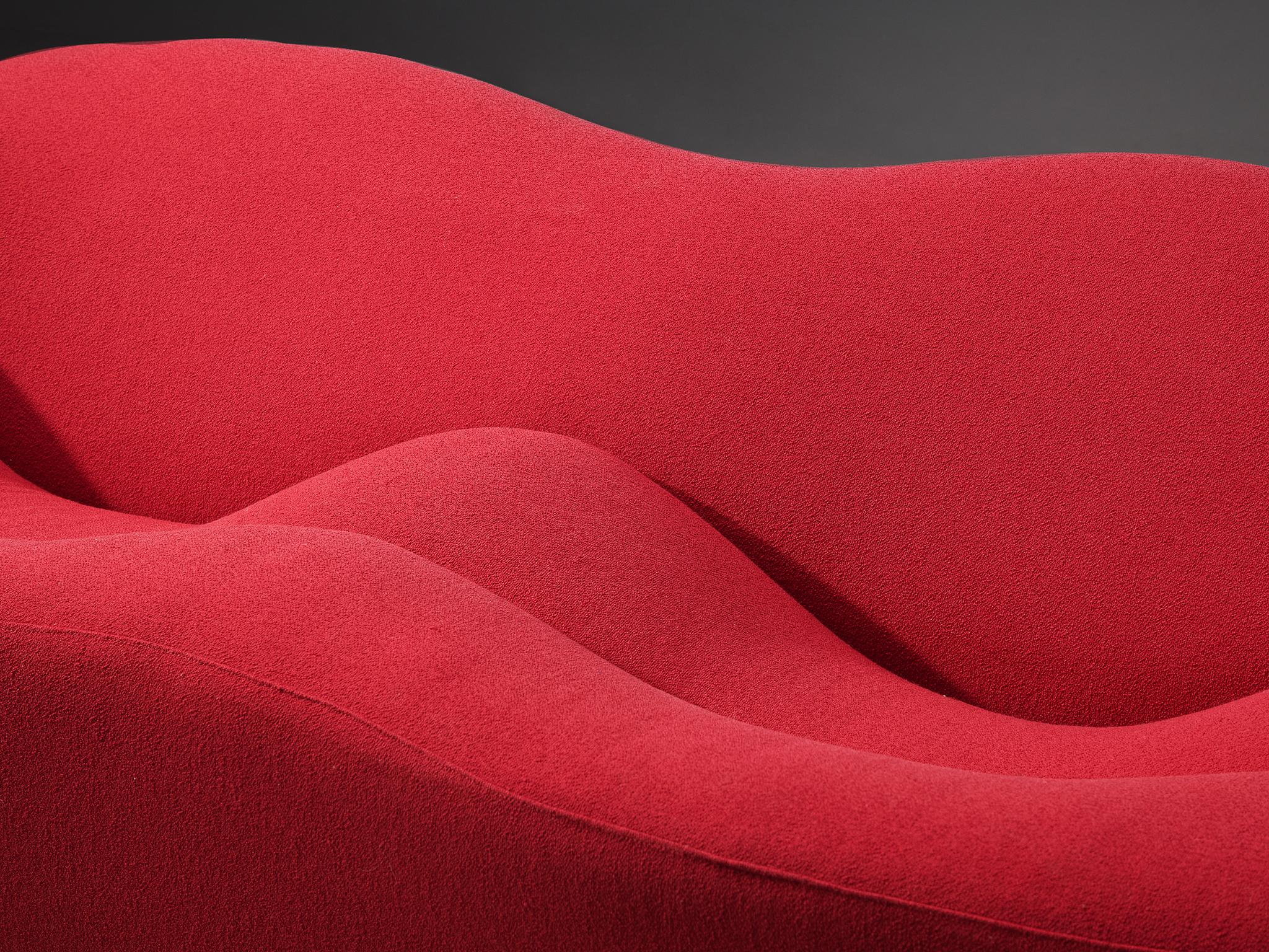 Metal Pierre Paulin for Artifort Three-seater 'ABCD' Sofa in Red Upholstery