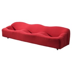 Pierre Paulin for Artifort Three-seater 'ABCD' Sofa in Red Upholstery