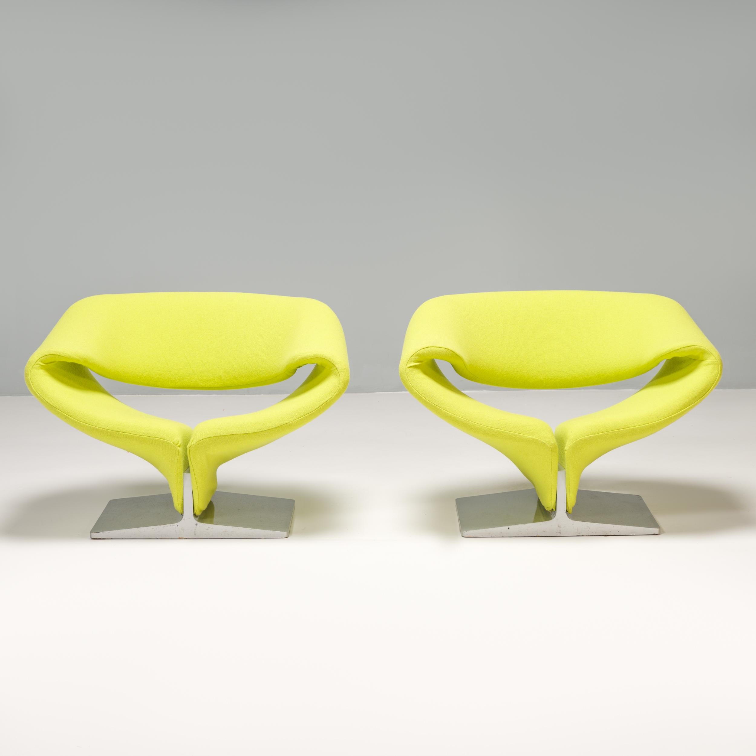Space Age Pierre Paulin for Artifort Yellow Ribbon Chairs, 1970s, Set of 2