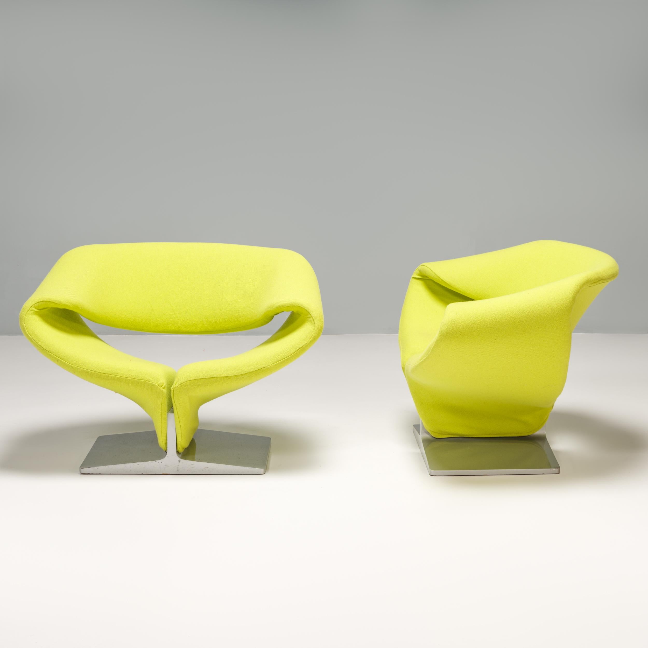 Dutch Pierre Paulin for Artifort Yellow Ribbon Chairs, 1970s, Set of 2