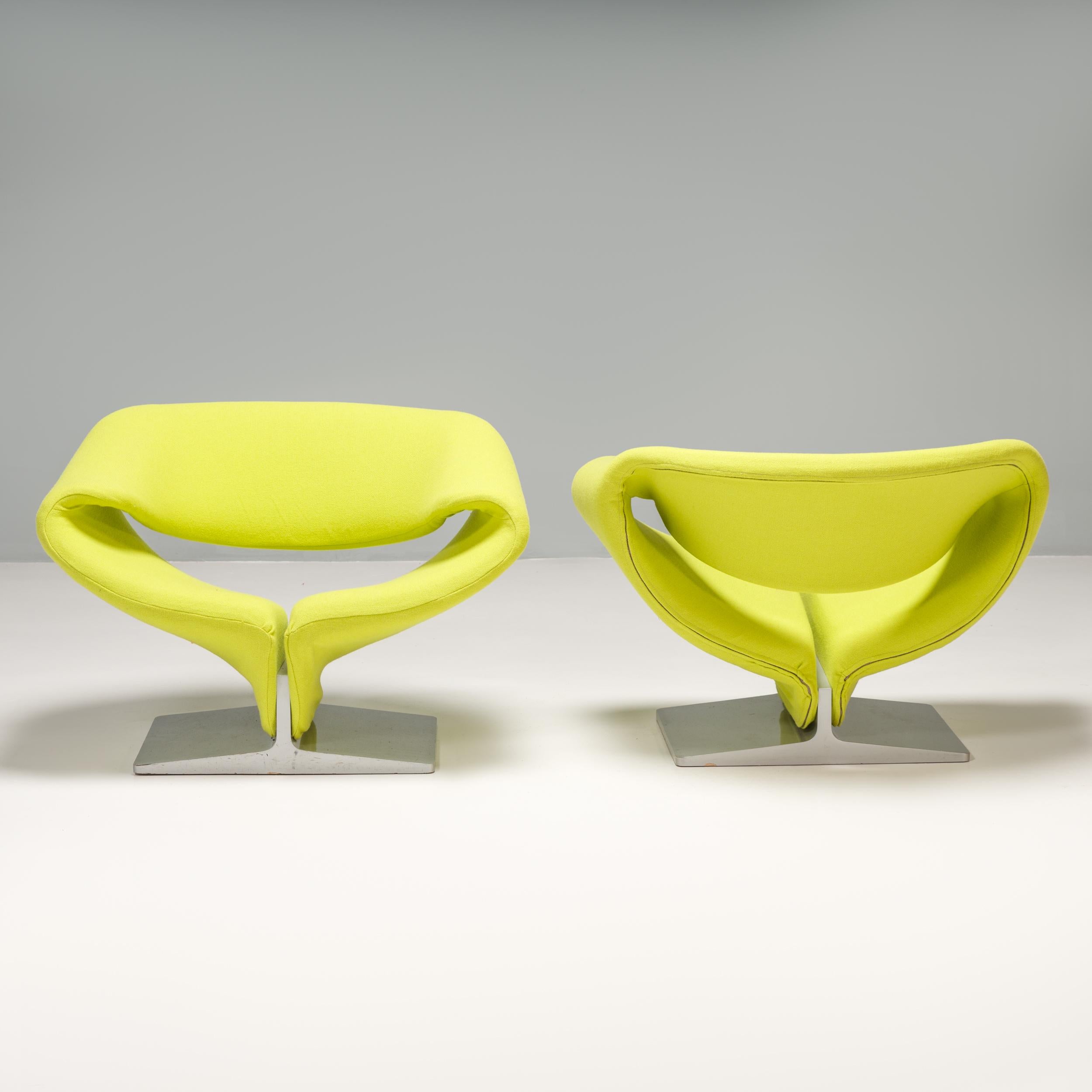Pierre Paulin for Artifort Yellow Ribbon Chairs, 1970s, Set of 2 In Good Condition In London, GB
