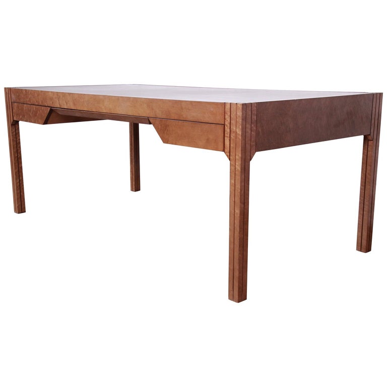 Pierre Paulin For Baker Art Deco Bird S Eye Maple Leather Top
