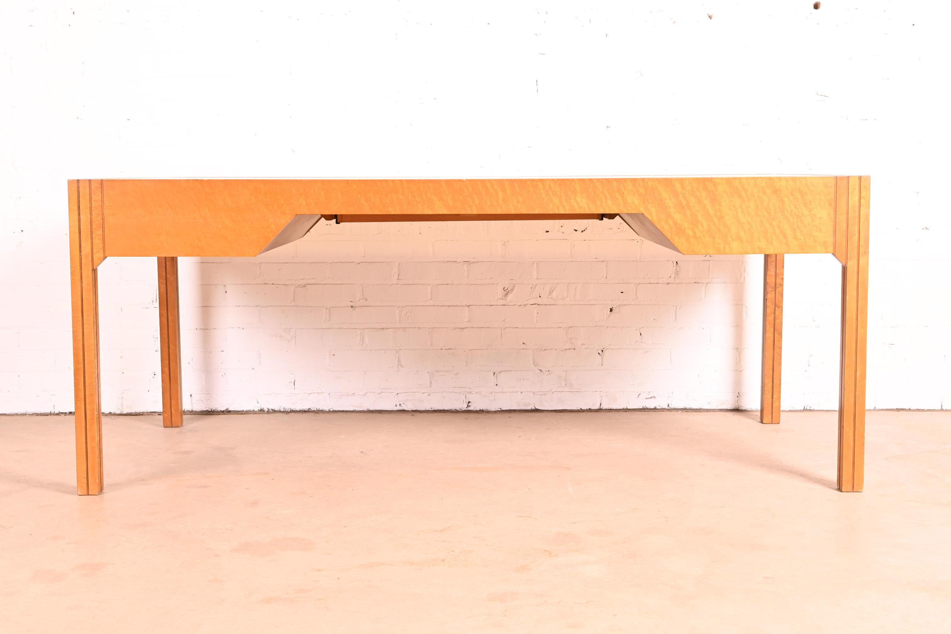 Pierre Paulin for Baker Art Deco Birdseye Maple Leather Top Executive Desk For Sale 9