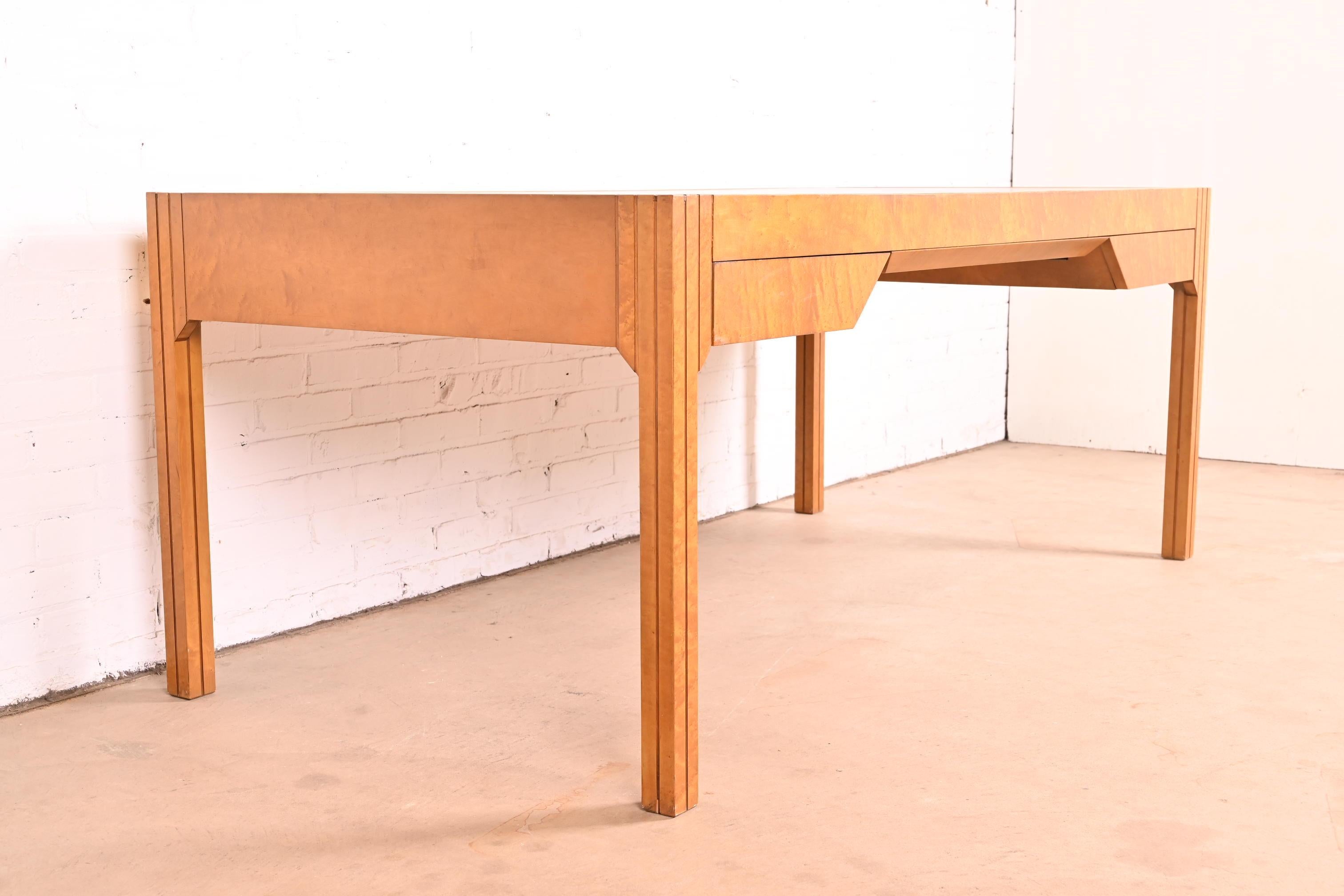 Pierre Paulin for Baker Art Deco Birdseye Maple Leather Top Executive Desk For Sale 1
